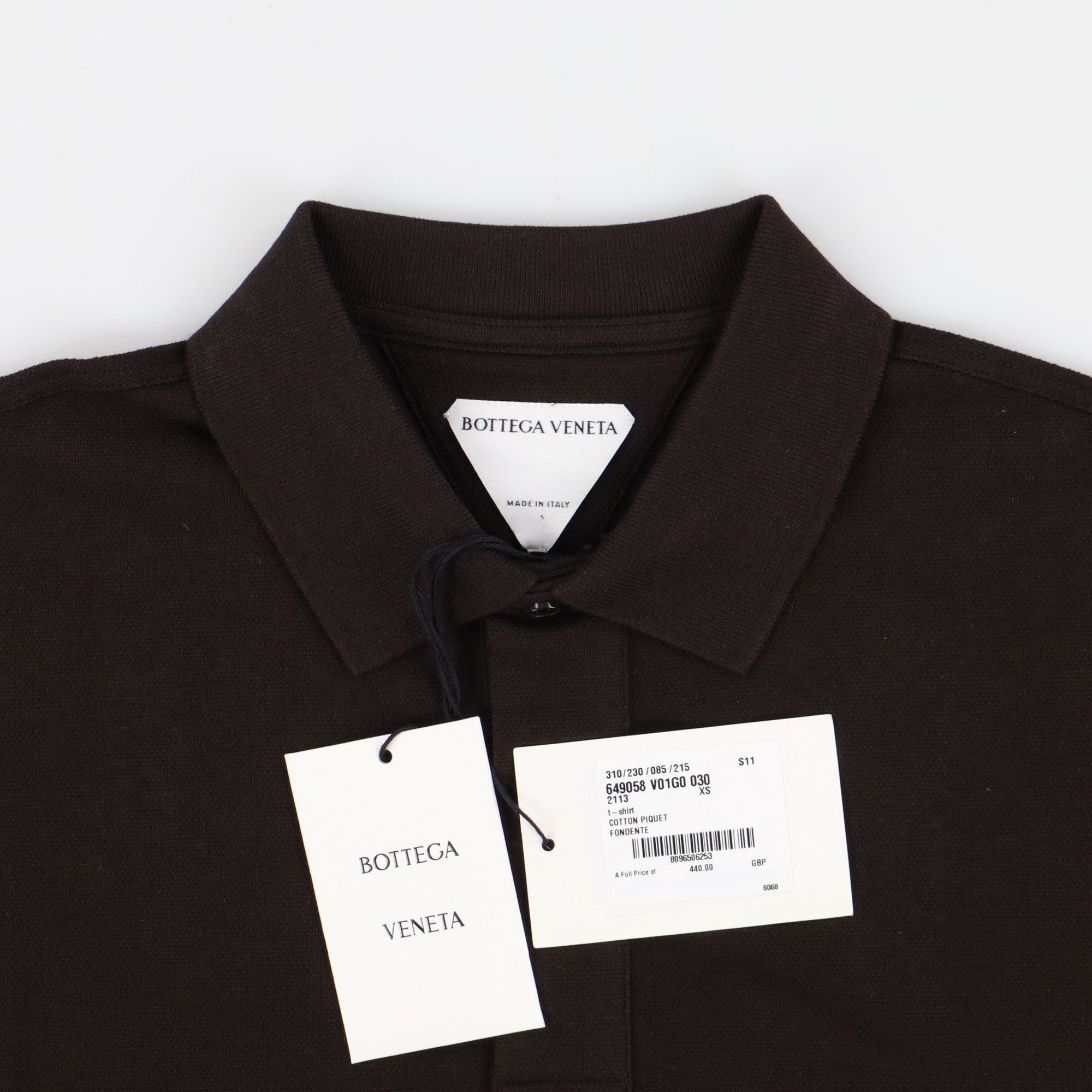 Bottega Veneta Fondente Brown Cotton Piquet Polo Size US XS / EU 42 / 0 - 6 Thumbnail