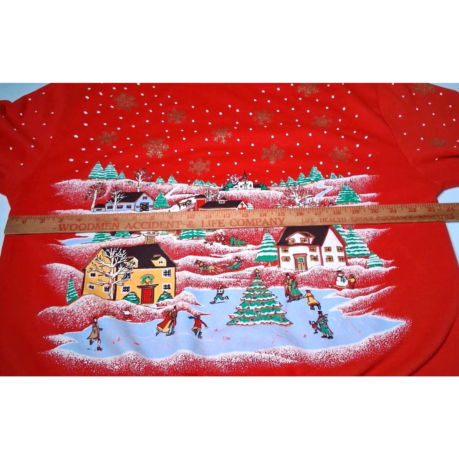 Vintage VINTAGE Holiday Time Sweatshirt Women L Red Christmas Ice Skate Glitter Graphic Cozy Pullover Size L / US 10 / IT 46 - 6 Thumbnail