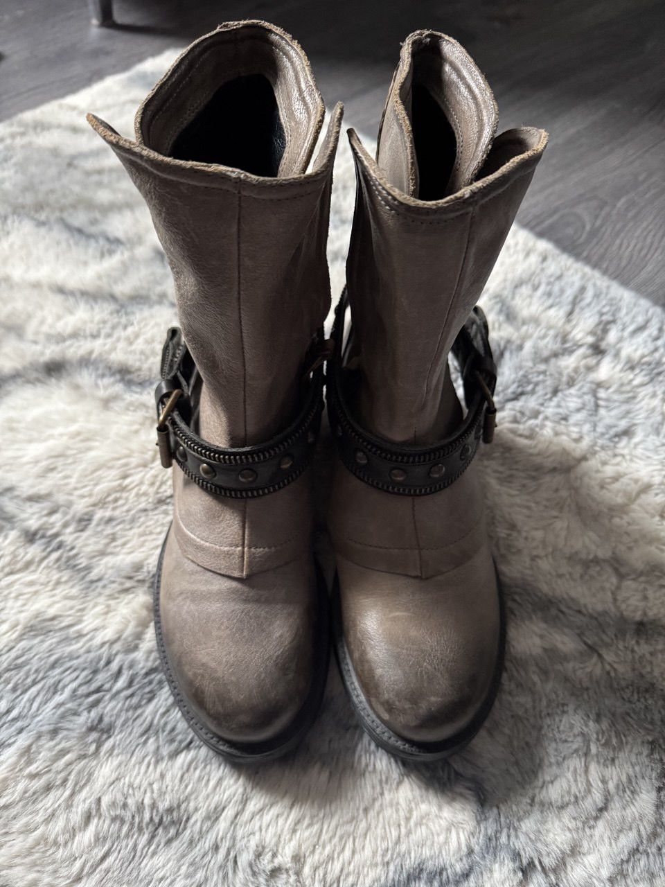Vintage Vintage Leather Ankle Boots Zip Buckle Biker A.S. 98 style Size US 7 / IT 37 - 7 Thumbnail