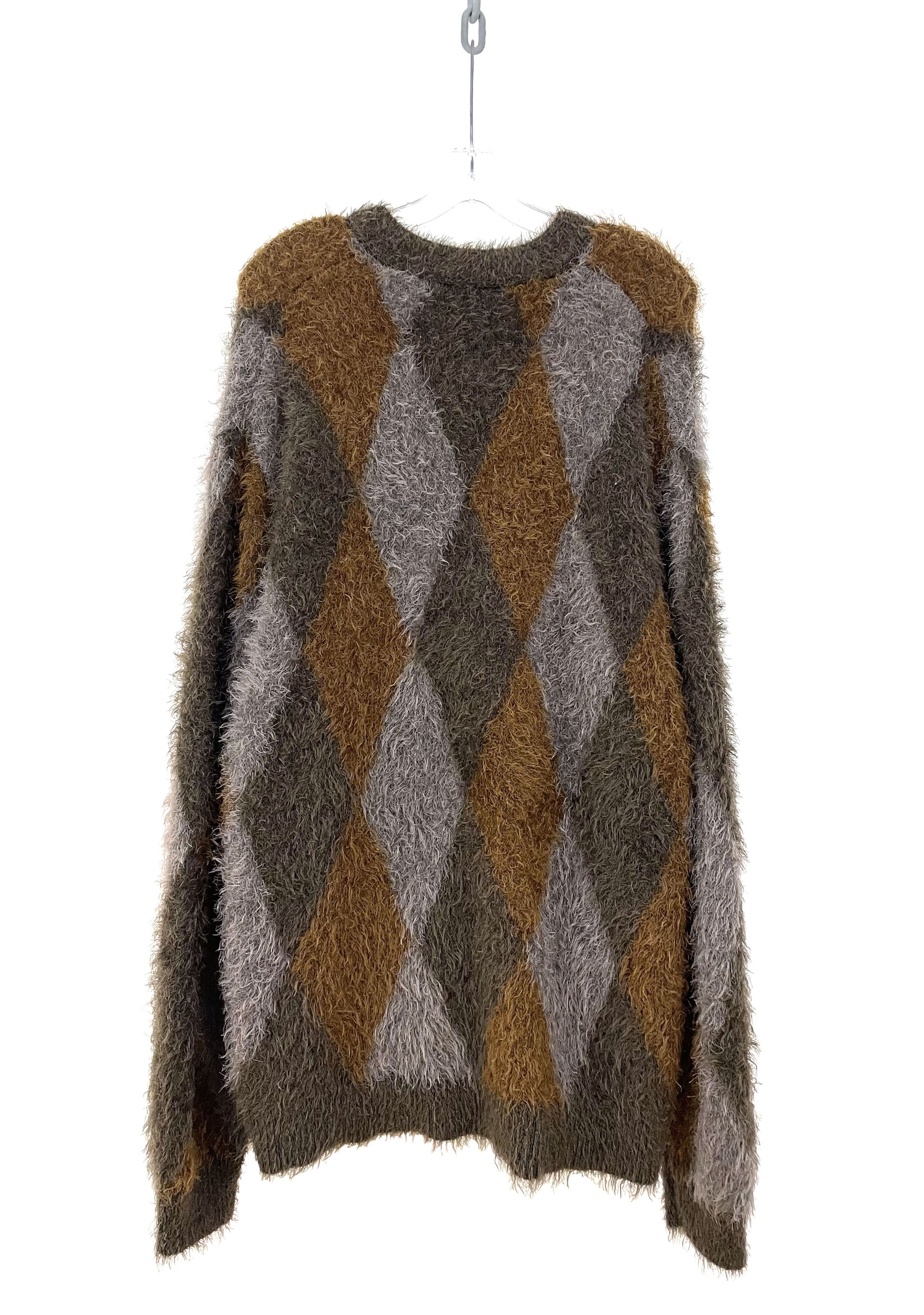 Number (N)ine Fuzzy Argyle Cardigan Size US XL / EU 56 / 4 - 7 Thumbnail