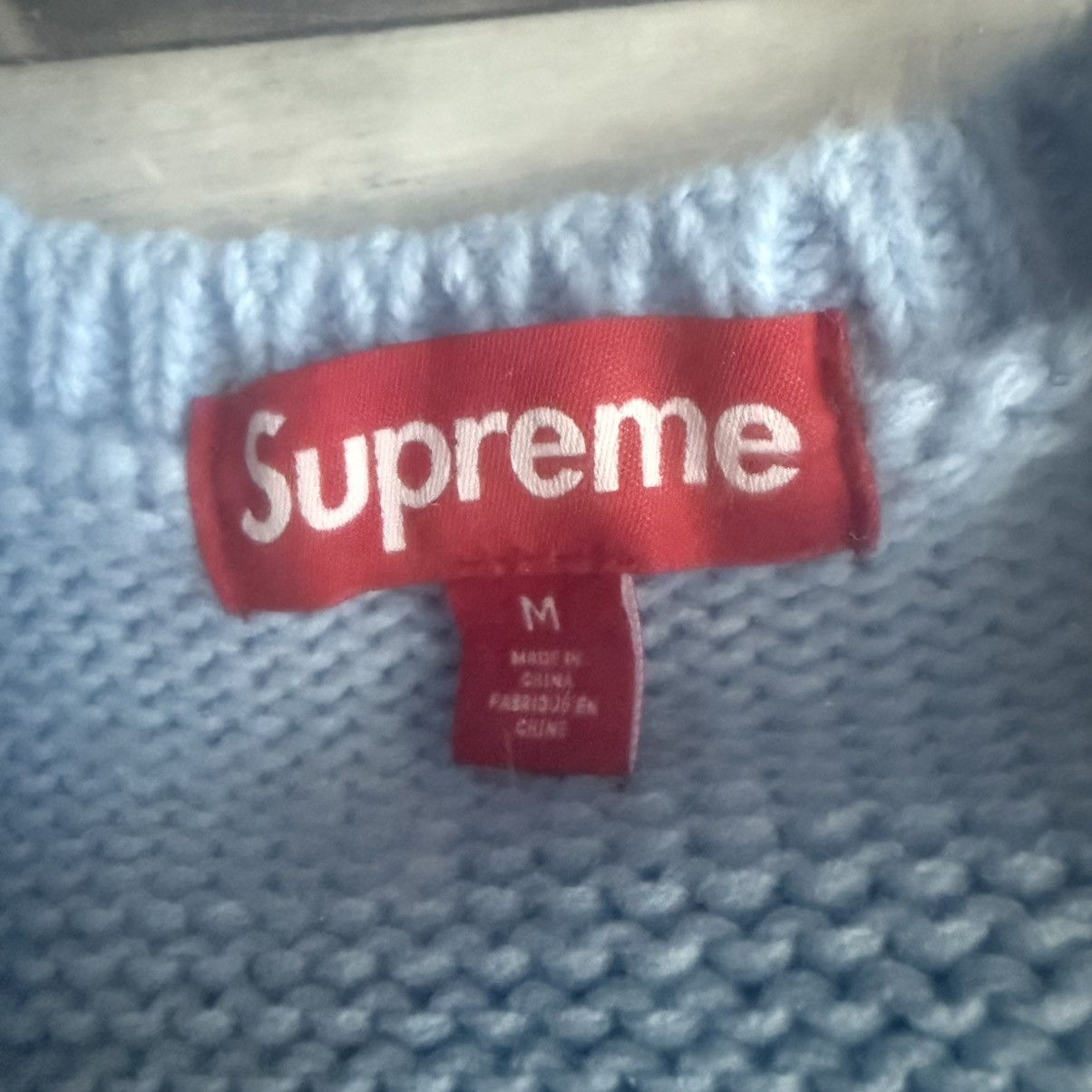 Supreme Old English Sleeves Sweater - Light Blue (SS26) Size US M / EU 48-50 / 2 - 4 Thumbnail