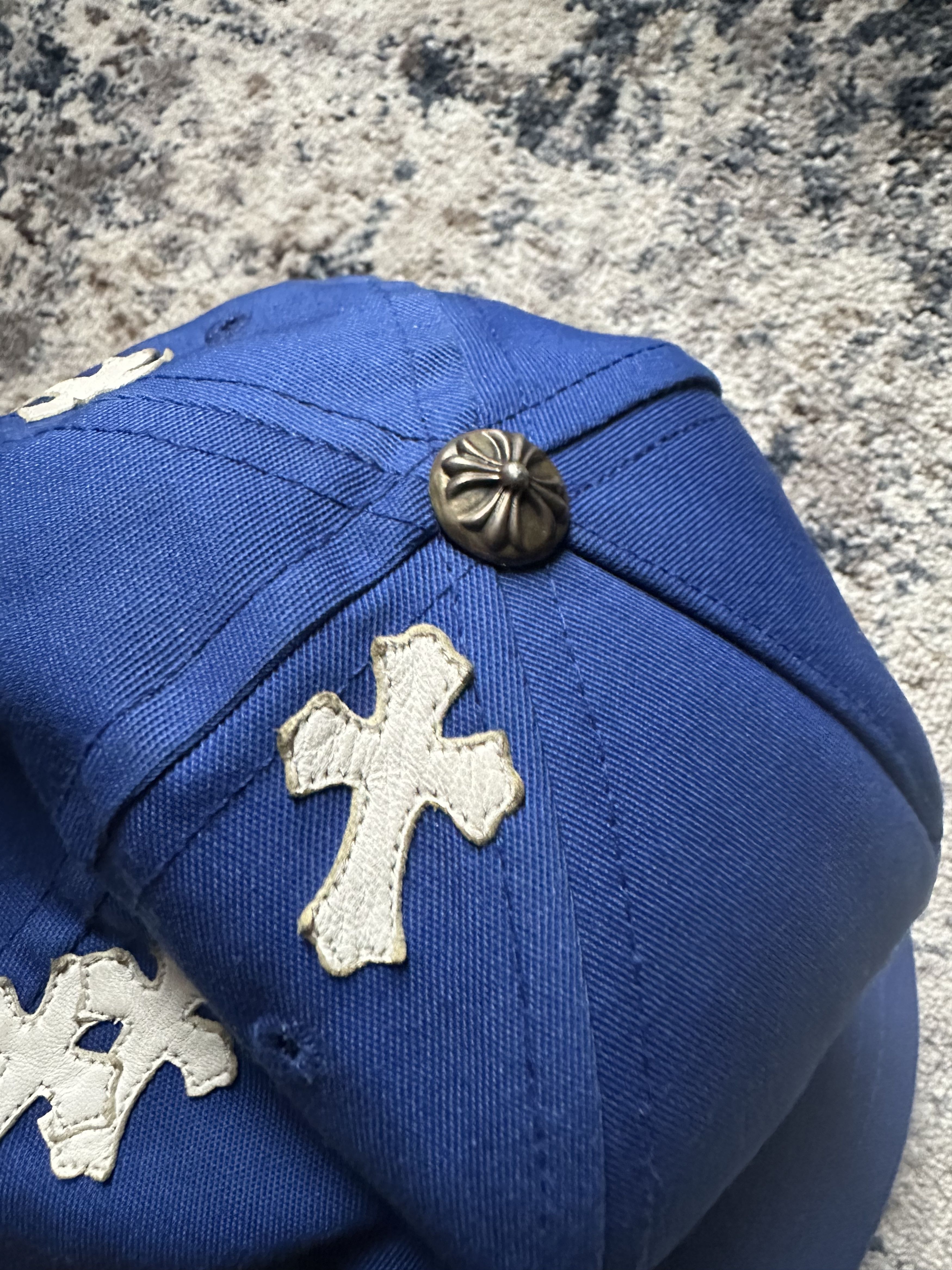 Chrome Hearts Chrome Hearts - Leather Cross Patch - Blue Baseball Hat Size ONE SIZE - 6 Thumbnail