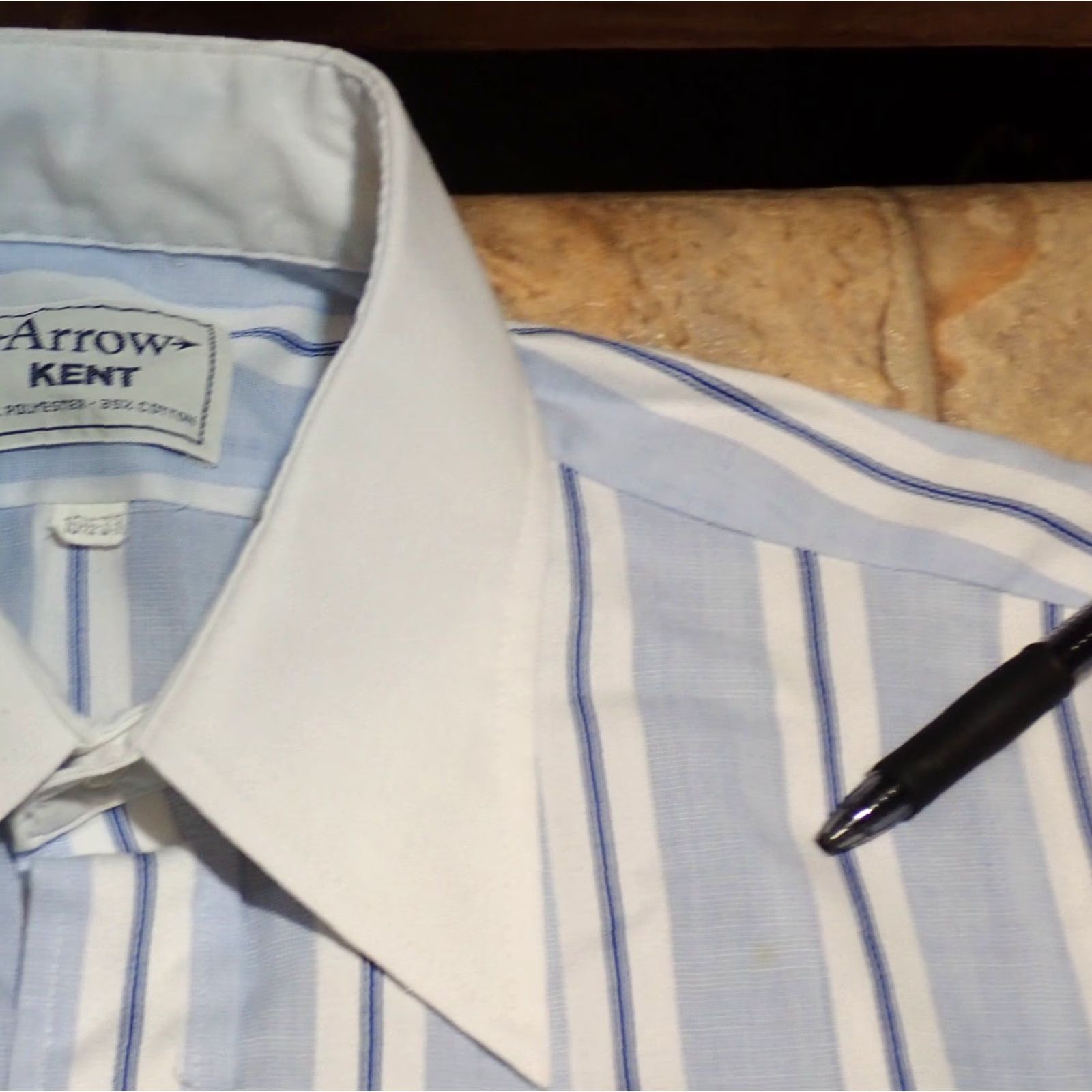 Arrow **VINTAGE 70s Arrow Disco Shirt Long Sleeve Blue White Striped Mens M French Cuff** Size US M / EU 48-50 / 2 - 6 Thumbnail