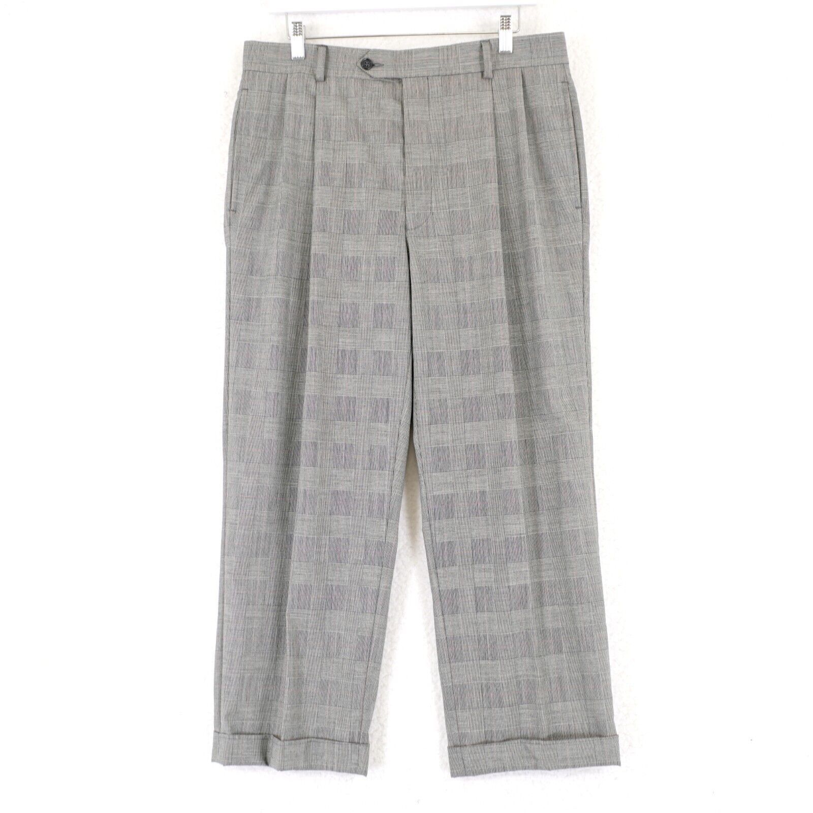 Jos. A. Bank Jos A Bank Glen Plaid Gray Wool W/ Red Windopane 34/26 Dress Size 34S - 1 Thumbnail