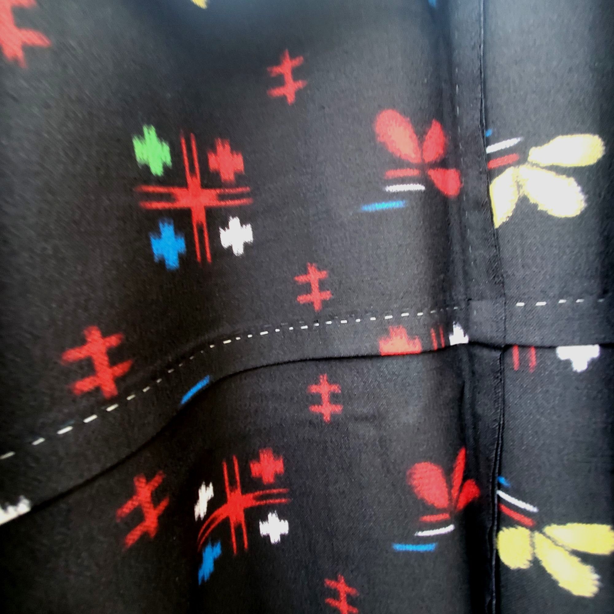Handmade Vintage Black Kimono Abstract Floral Wool Blend Hand Stitche Size M / US 6-8 / IT 42-44 - 8 Thumbnail