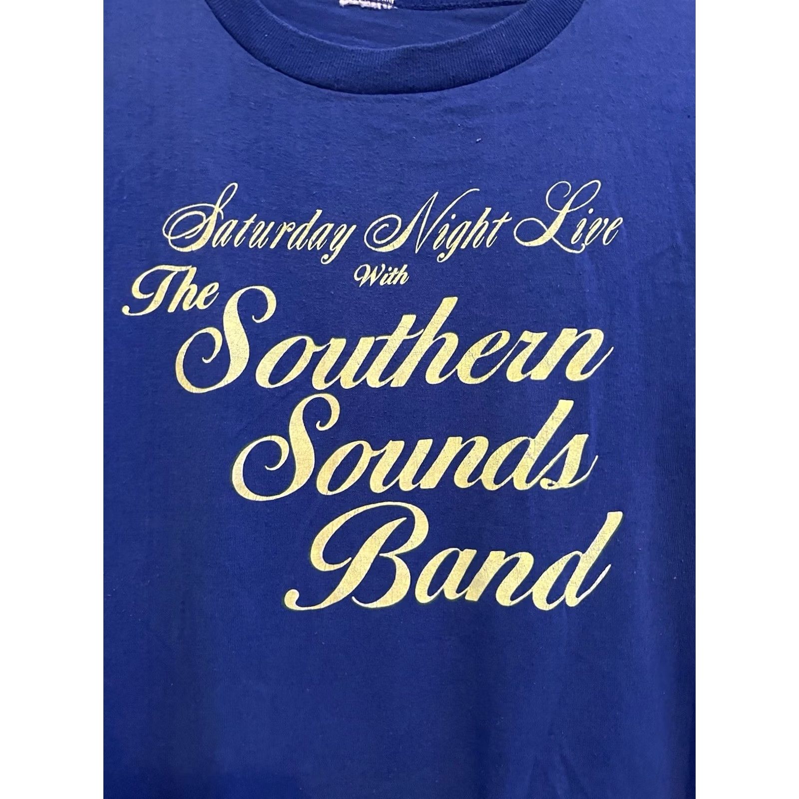 Olive VINTAGE 90s Saturday Night Live Southern Sounds Band T-Shirt XL Blue Men Shirt Short Sleeve Crew Neck Cotton"} Size US XL / EU 56 / 4 - 2 Thumbnail