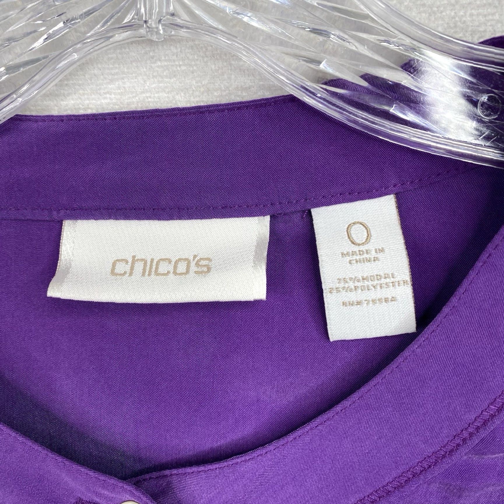 Vintage Chico's Womens Blouse Shirt S Purple Roll Tab Sleeve Button Up Modal Flowy Soft Vintage: No Size S / US 4 / IT 40 - 3 Thumbnail