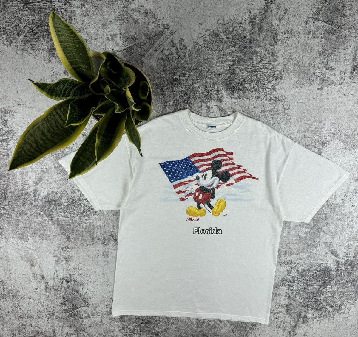 Mickey Mouse 90S Mickey Mouse Florida USA Flag Cartoon Y2K T Shirt Tee Size US XL / EU 56 / 4 - 1 Thumbnail