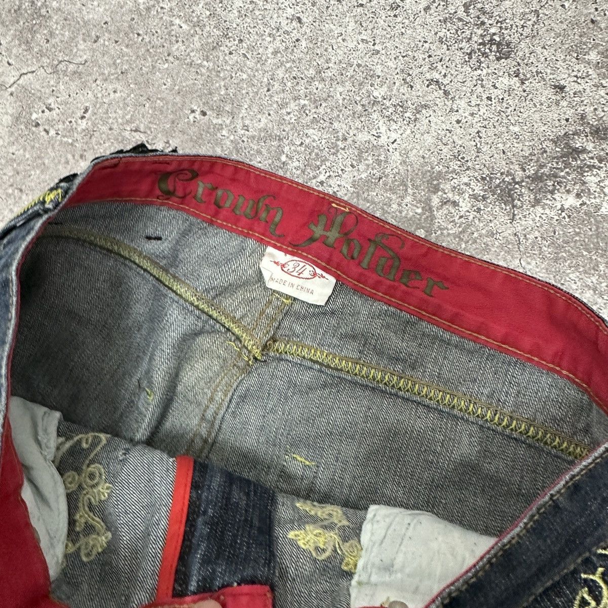 Japanese Brand Vintage 90s Crown Holder Embroidered rap jeans og y2k Size US 34 / EU 50 - 12 Thumbnail
