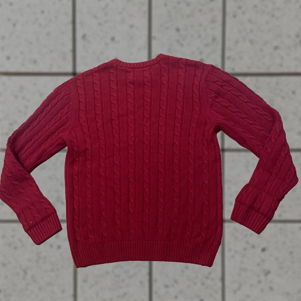 Chaps CHAPS Cable Knit Sweater Men M Red Crest logo Ribbed Stretch Vintage Y2k Classic Christmas Knit Size US M / EU 48-50 / 2 - 1 Thumbnail