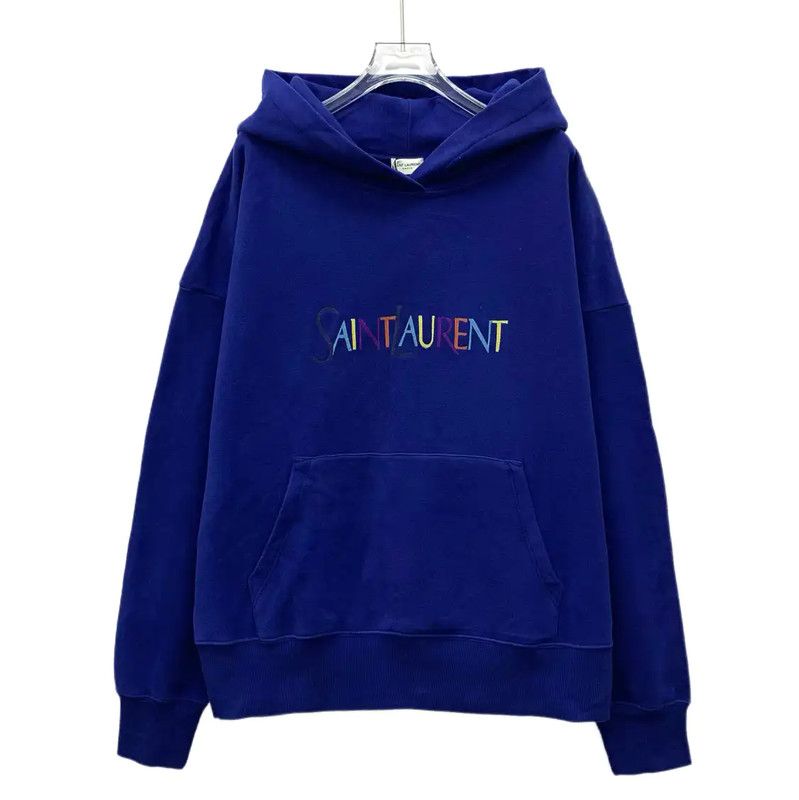 Yves Saint Laurent Saint Laurent Blue Cotton Women's Hoodie 0089 Size M / US 6-8 / IT 42-44 - 1 Thumbnail