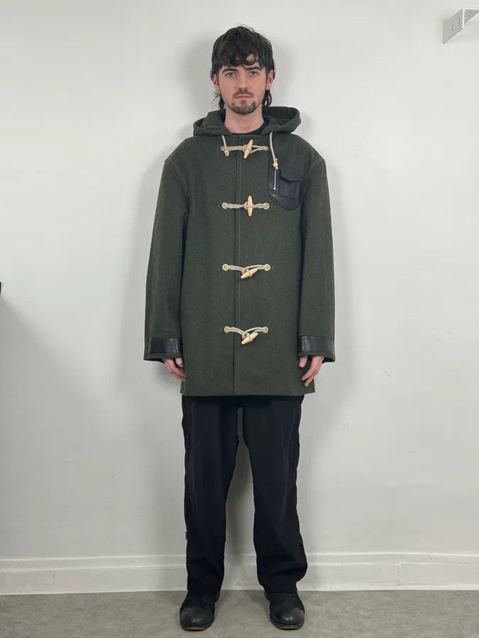 Maison Margiela AW2021 Maison Margiela Montgomery Green Wool & Leather Hooded Coat Size US M / EU 48-50 / 2 - 2 Thumbnail