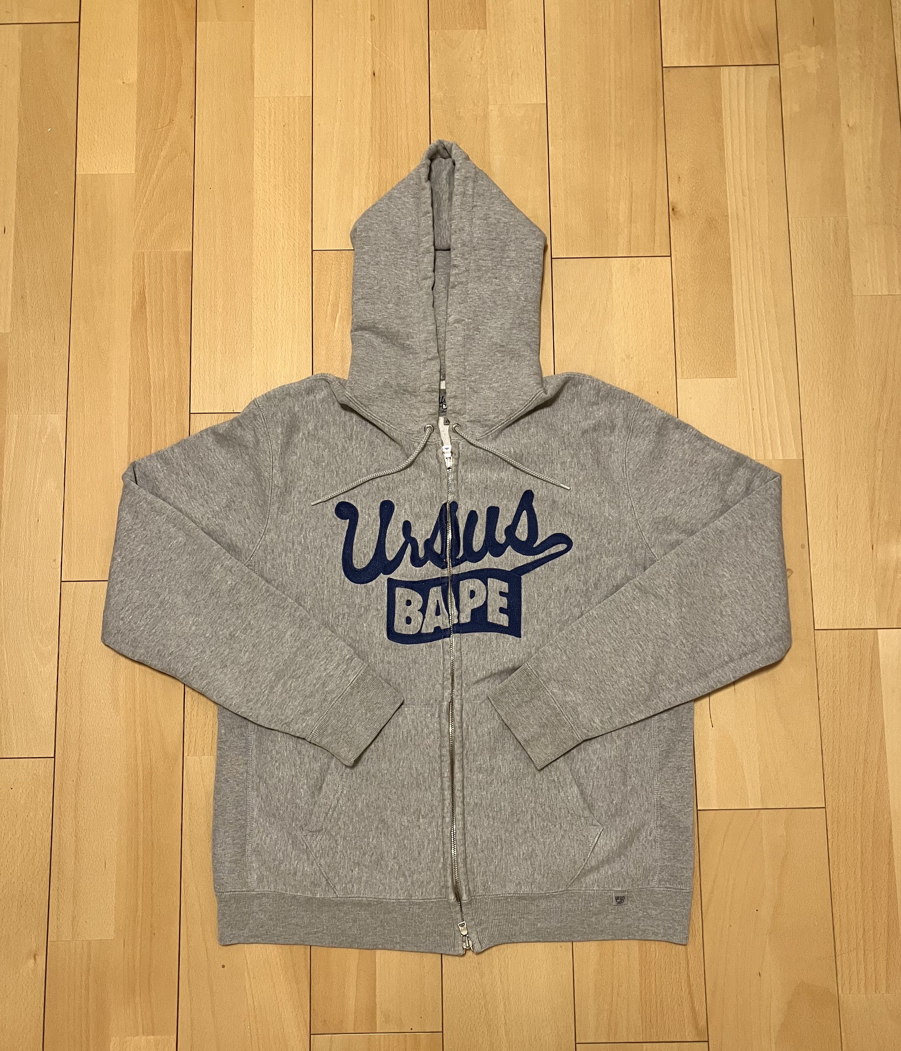 image of Bape Gray Ursus Logo Zip Hoodie in Grey, Men's (Size XL)