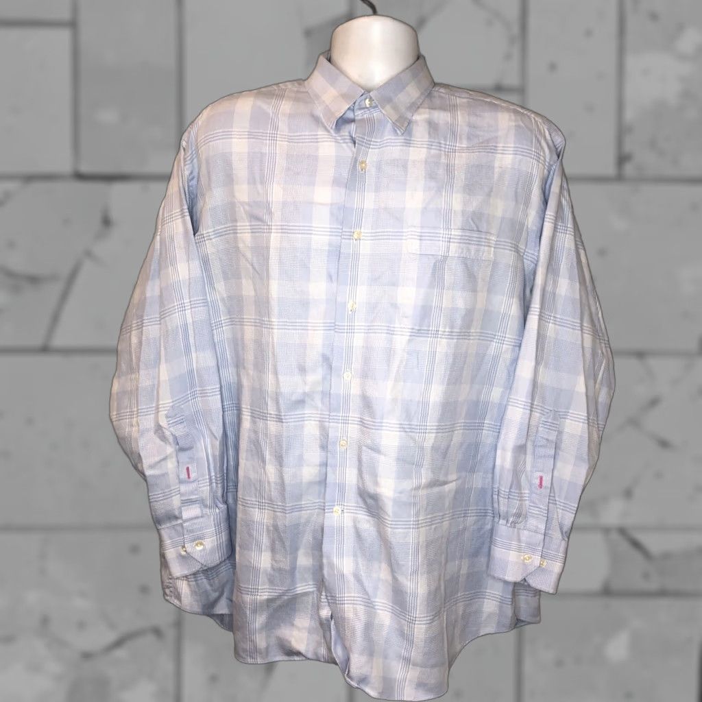 Tommy Bahama Tommy Bahama Dress Shirt Mens 17 Blue Plaid Long Sleeve Collared Shirt 17 Size 46R - 1 Thumbnail