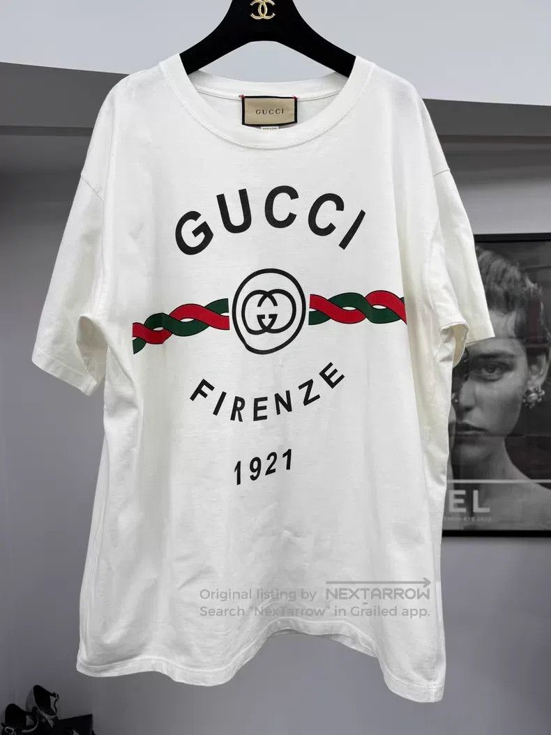 Gucci Gucci White printed letter logo short-sleeved T-shirt Size US M / EU 48-50 / 2 - 1 Thumbnail