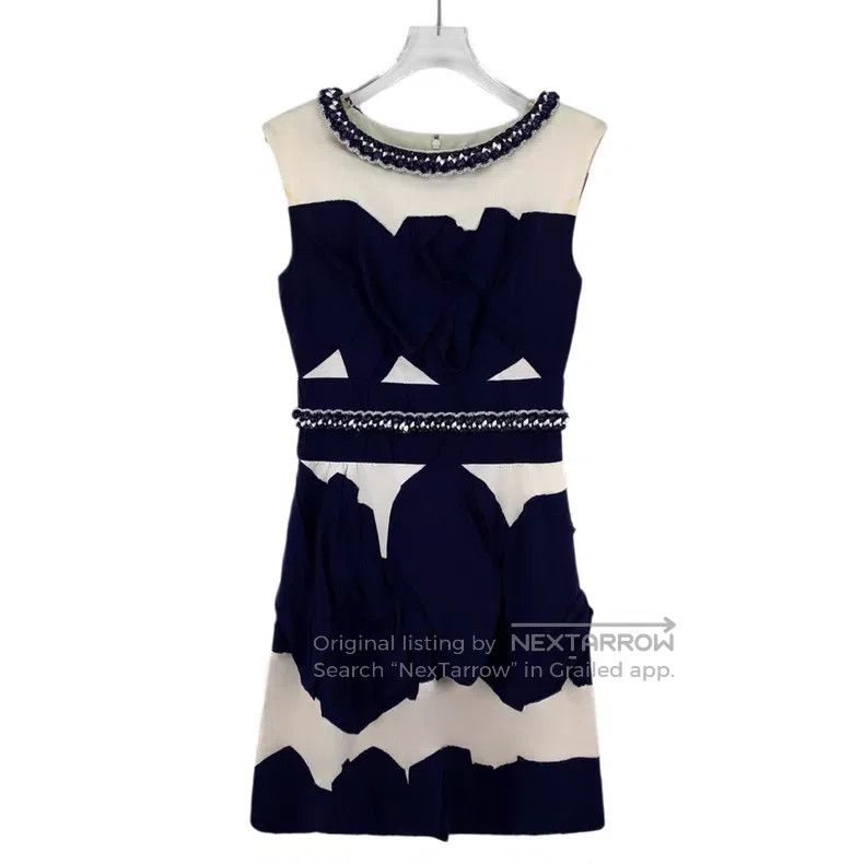 Chanel Chanel Blue and white color-blocked lace pleated design mu Size XXS / US 00 / IT 34 - 1 Thumbnail