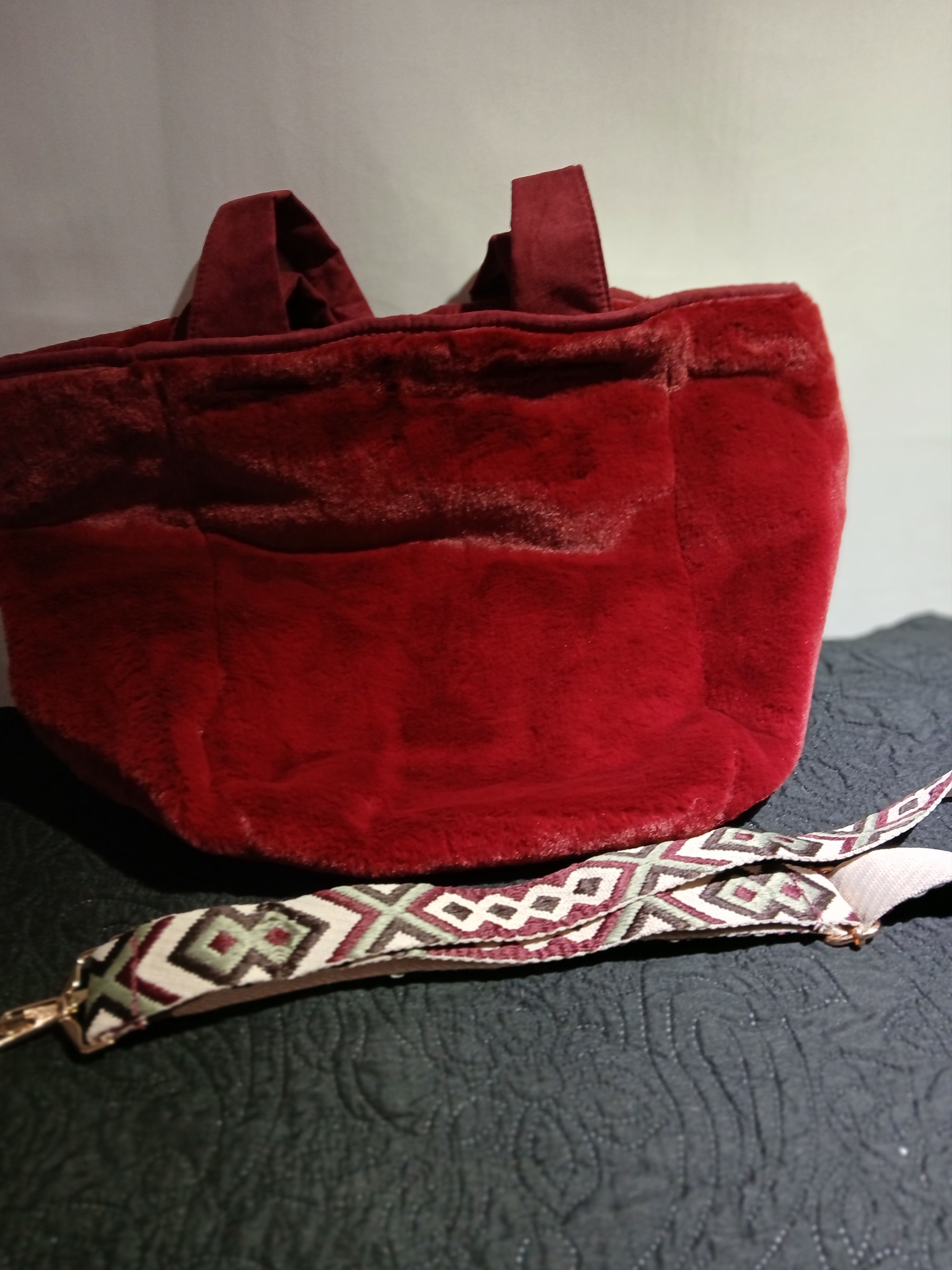 Other Sprig velvet plush red/burgundy tote bag Size ONE SIZE - 6 Thumbnail