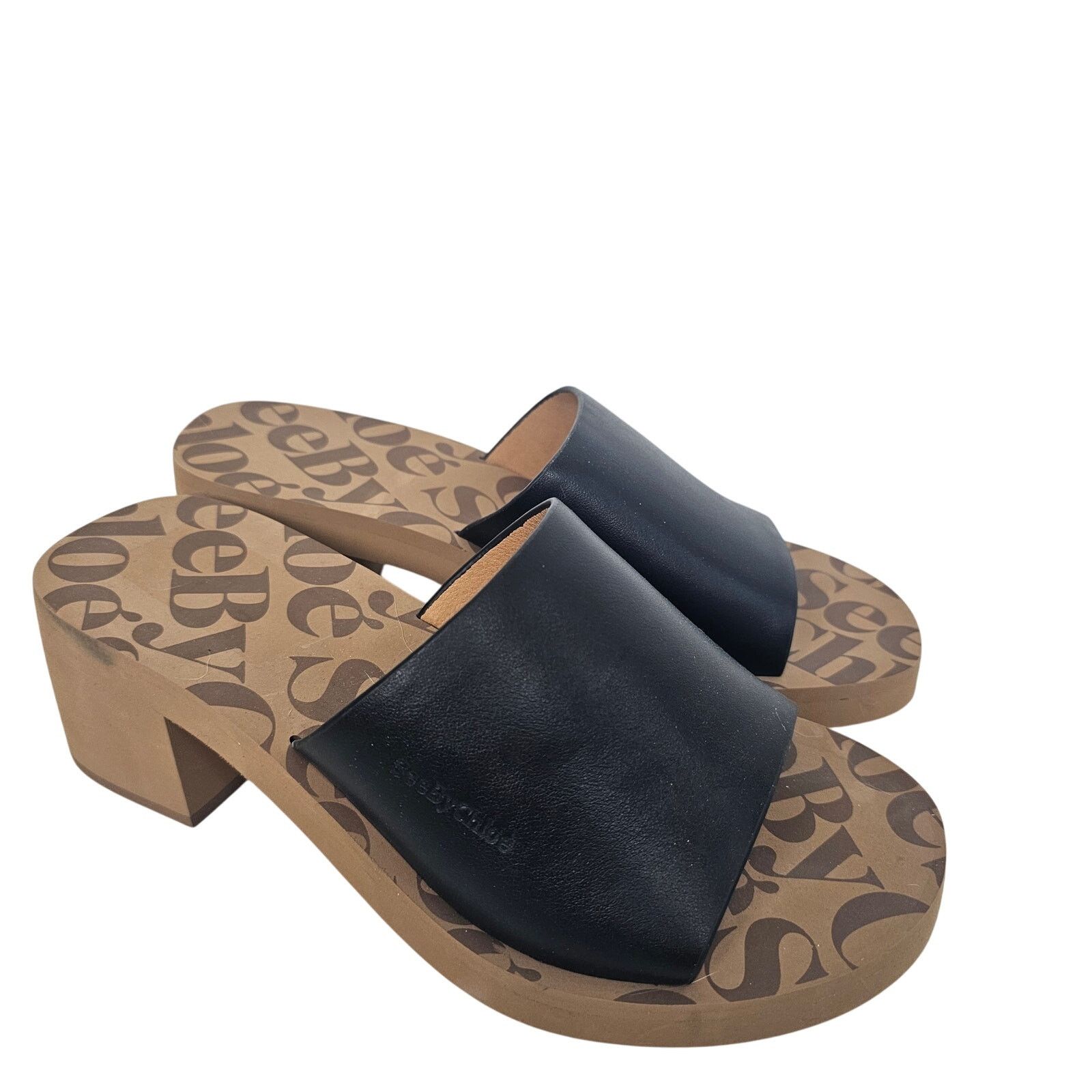 See by Chloe See By Chloe Black Leather Sandals Slides Slip Ons 37 (US7) Size US 7 / IT 37 - 1 Thumbnail