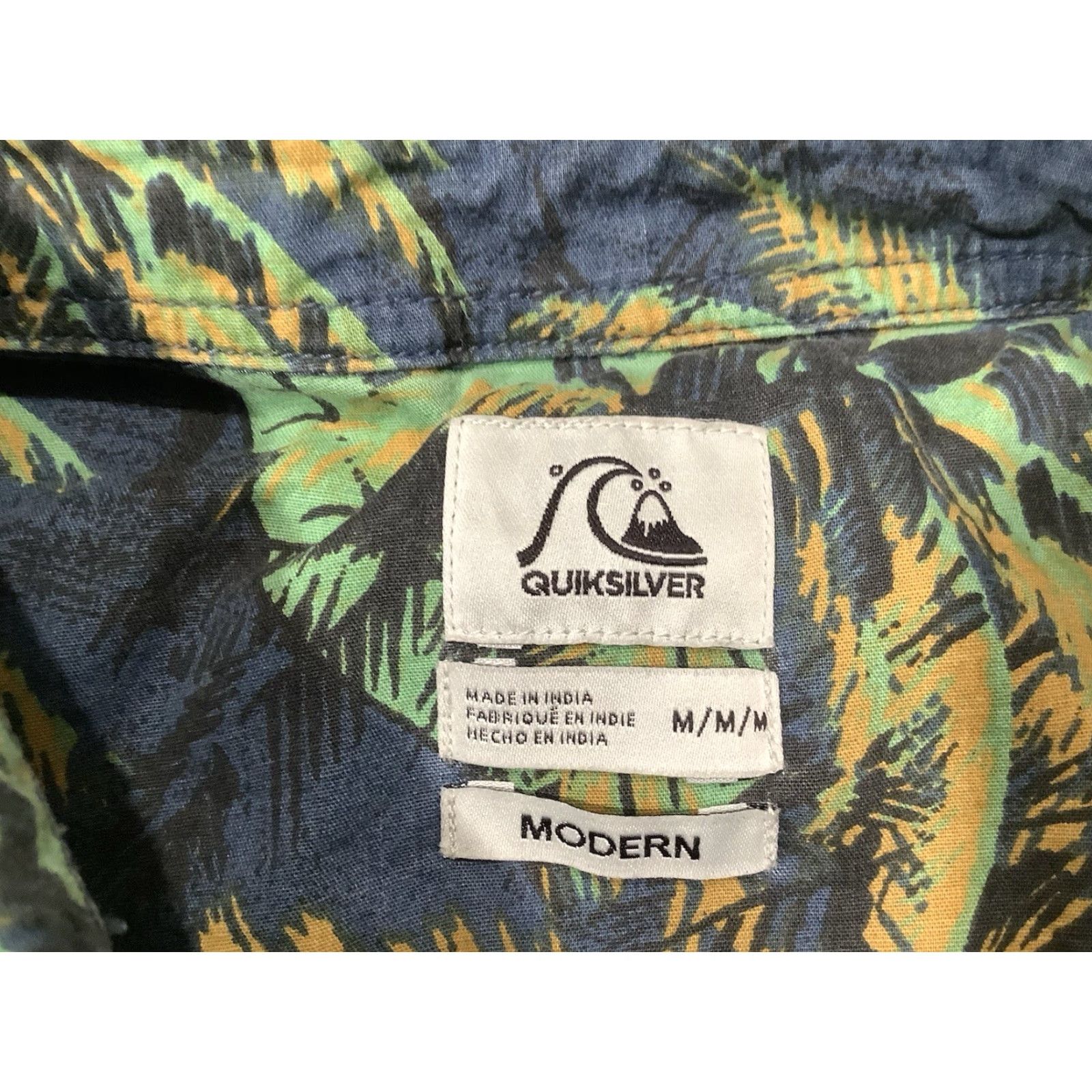 Quiksilver Quiksilver Shirt Mens Palm Tree Medium Hawai ian Modern Fit Button Up Short Sleeve Blue Cotton Spandex Size US M / EU 48-50 / 2 - 5 Thumbnail