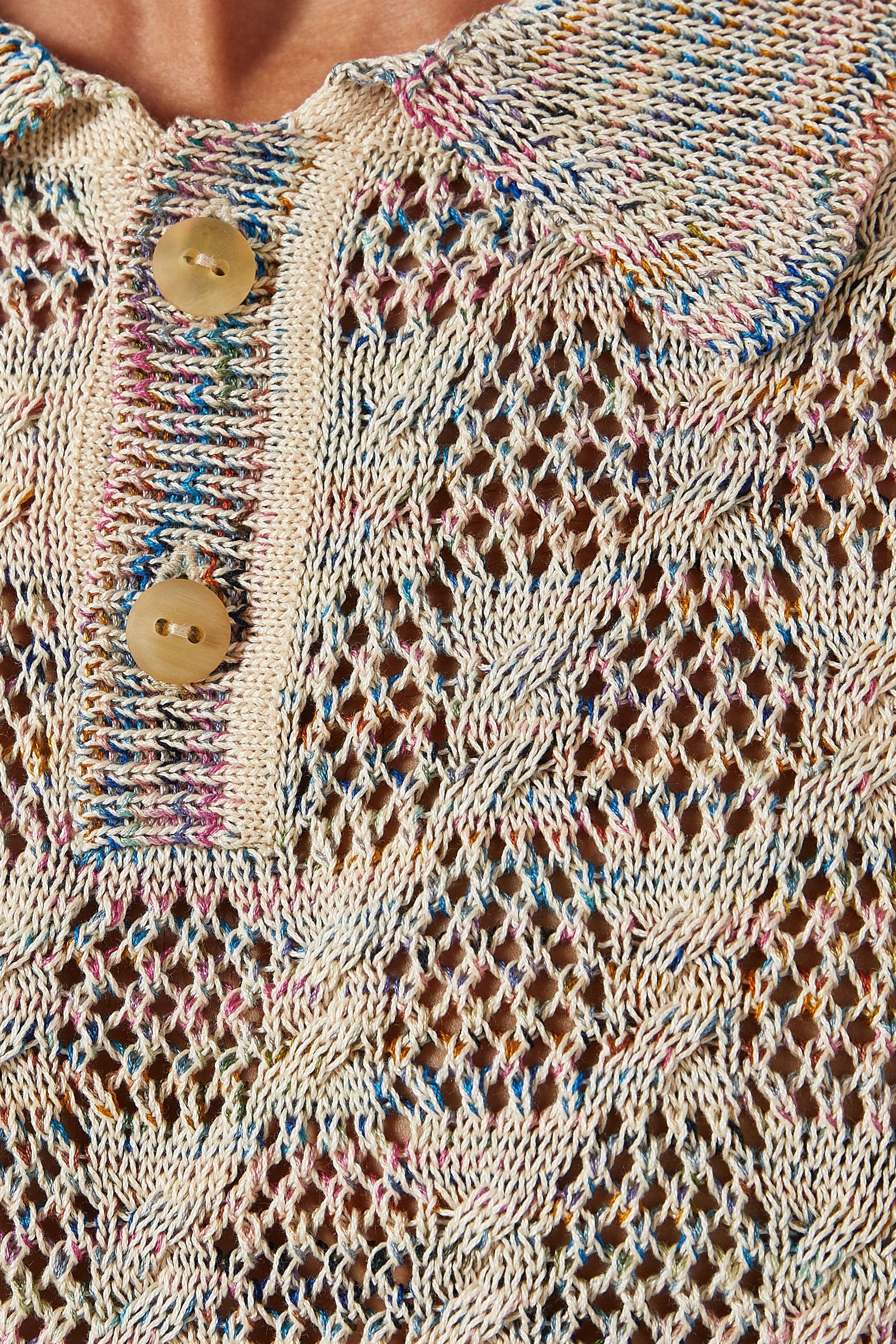 Corridor Rainbow Space-Dye Cable Knit Polo Size US M / EU 48-50 / 2 - 2 Thumbnail