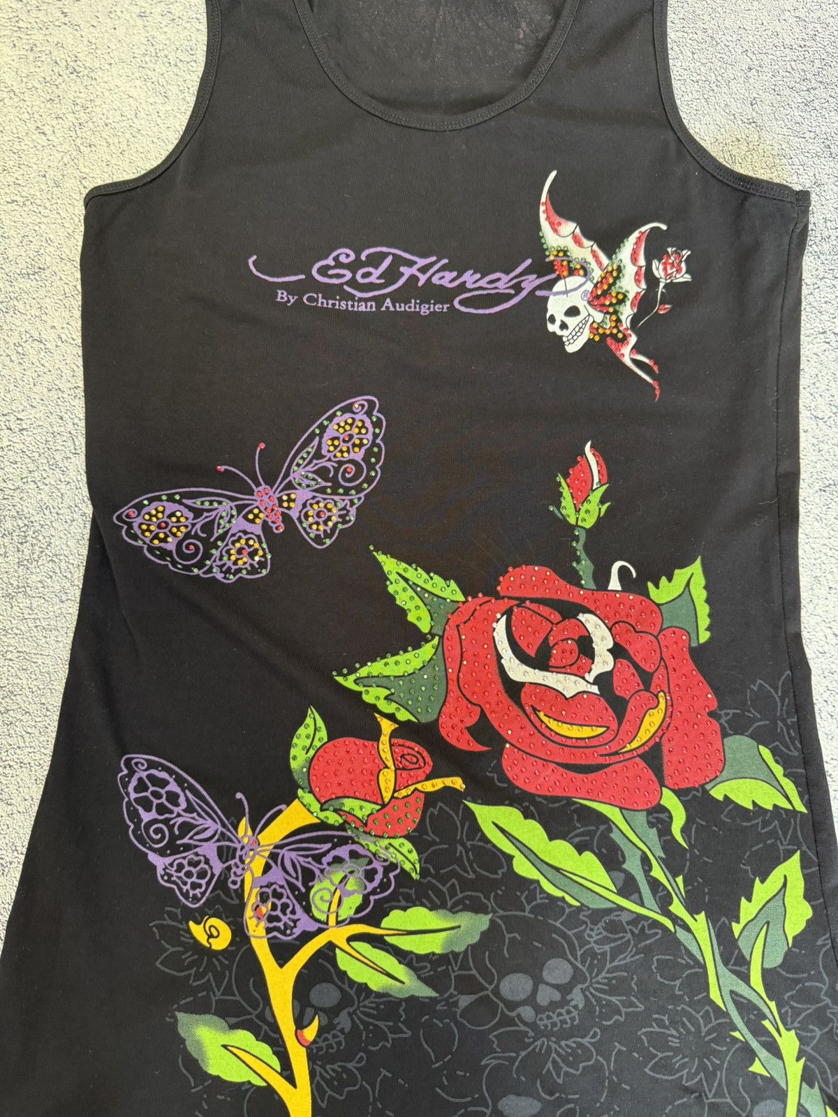 Ed Hardy Ed Hardy Dress Tattoo Roses Butterflies Skull Y2K Stretch Size S / US 4 / IT 40 - 6 Thumbnail