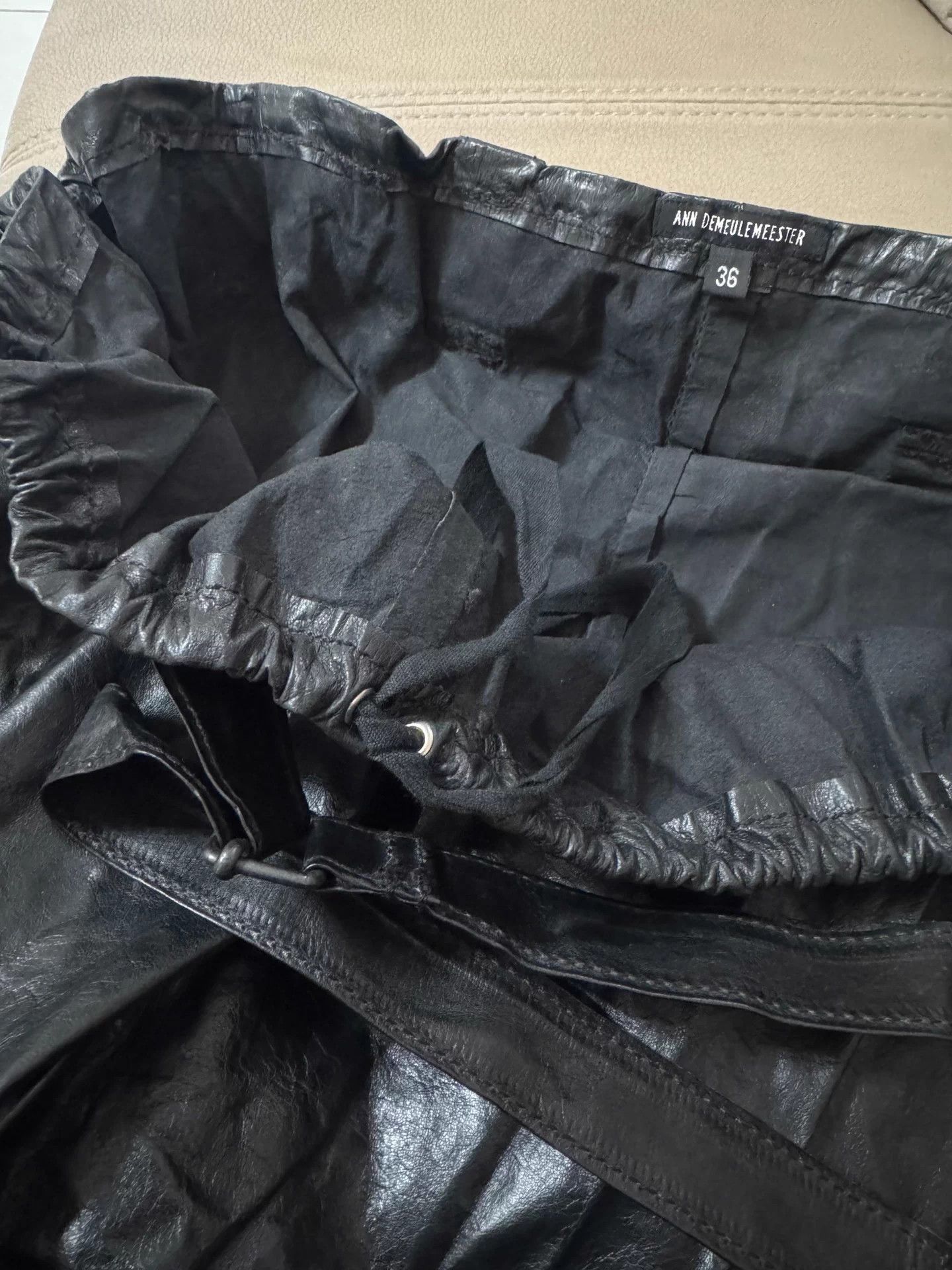 Ann Demeulemeester Ann Demeulemeester 2004AW Leather Slip Skirt 36 waist adjust Size 25" / US 0 / IT 36 - 6 Thumbnail