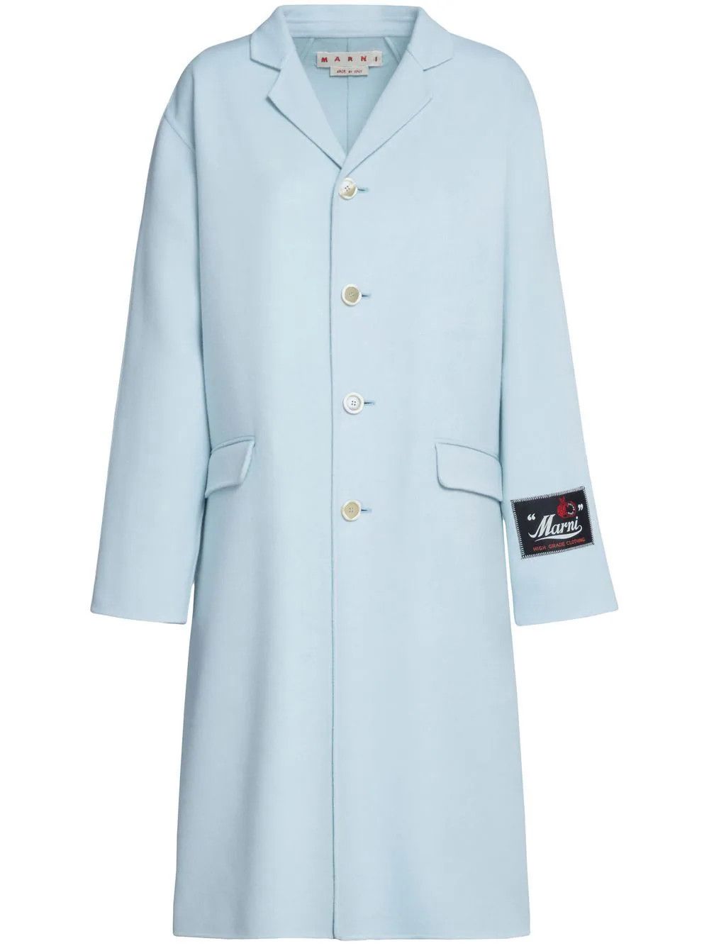 image of Marni O1W1Db10524 Logo Breasted Coat In Light Blue, Women's (Size 2XL)