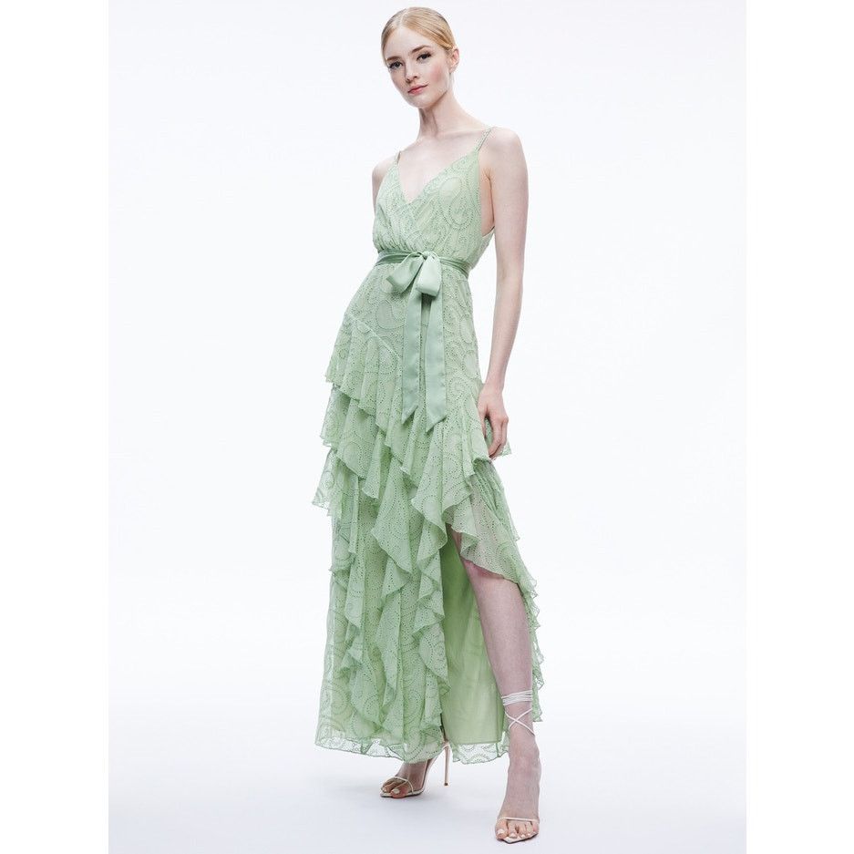 Alice + Olivia Alice + Olivia Emelia Eyelet Ruffle Maxi Dress green Size 0 Size XS / US 0-2 / IT 36-38 - 14 Thumbnail