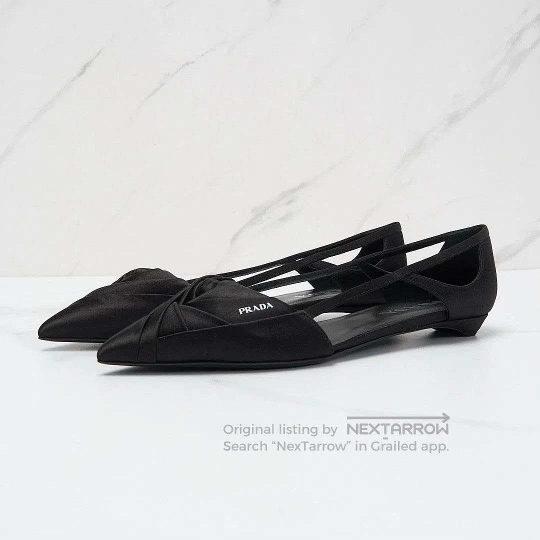 Prada Prada Women's Satin Hollow Floral Flats. Size US 6 / IT 36 - 2 Thumbnail