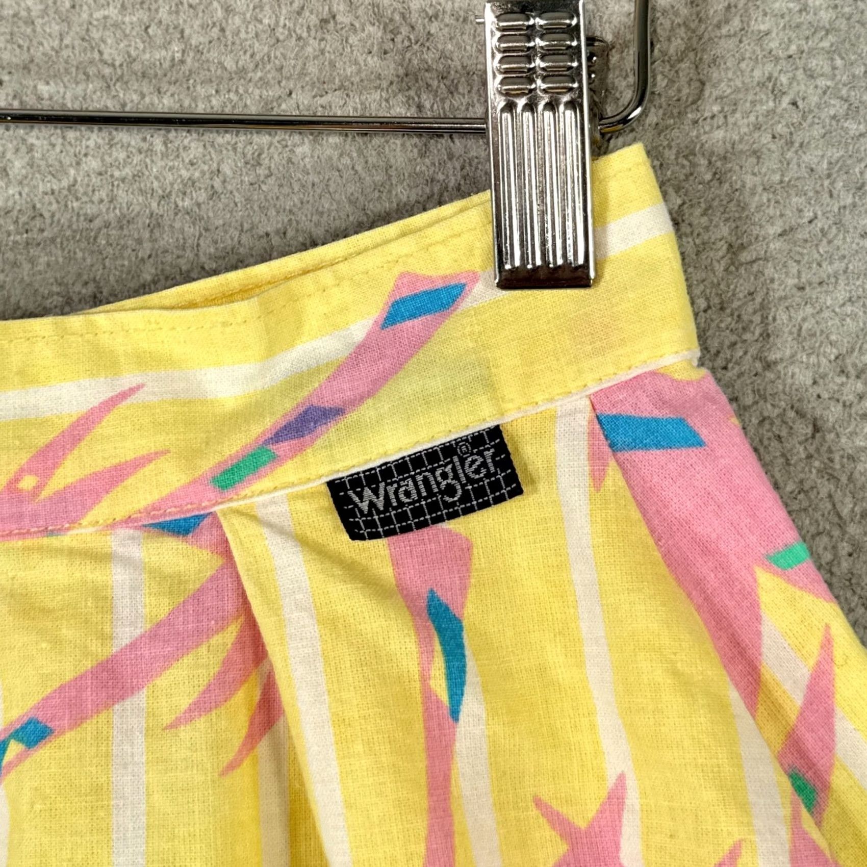 Wrangler VINTAGE Wrangler Palm Tree Skirt High Midi 9/25 80s 90s Denim Cotton Floral Yellow Womens Skirt Size 30" / US 8 / IT 44 - 3 Thumbnail