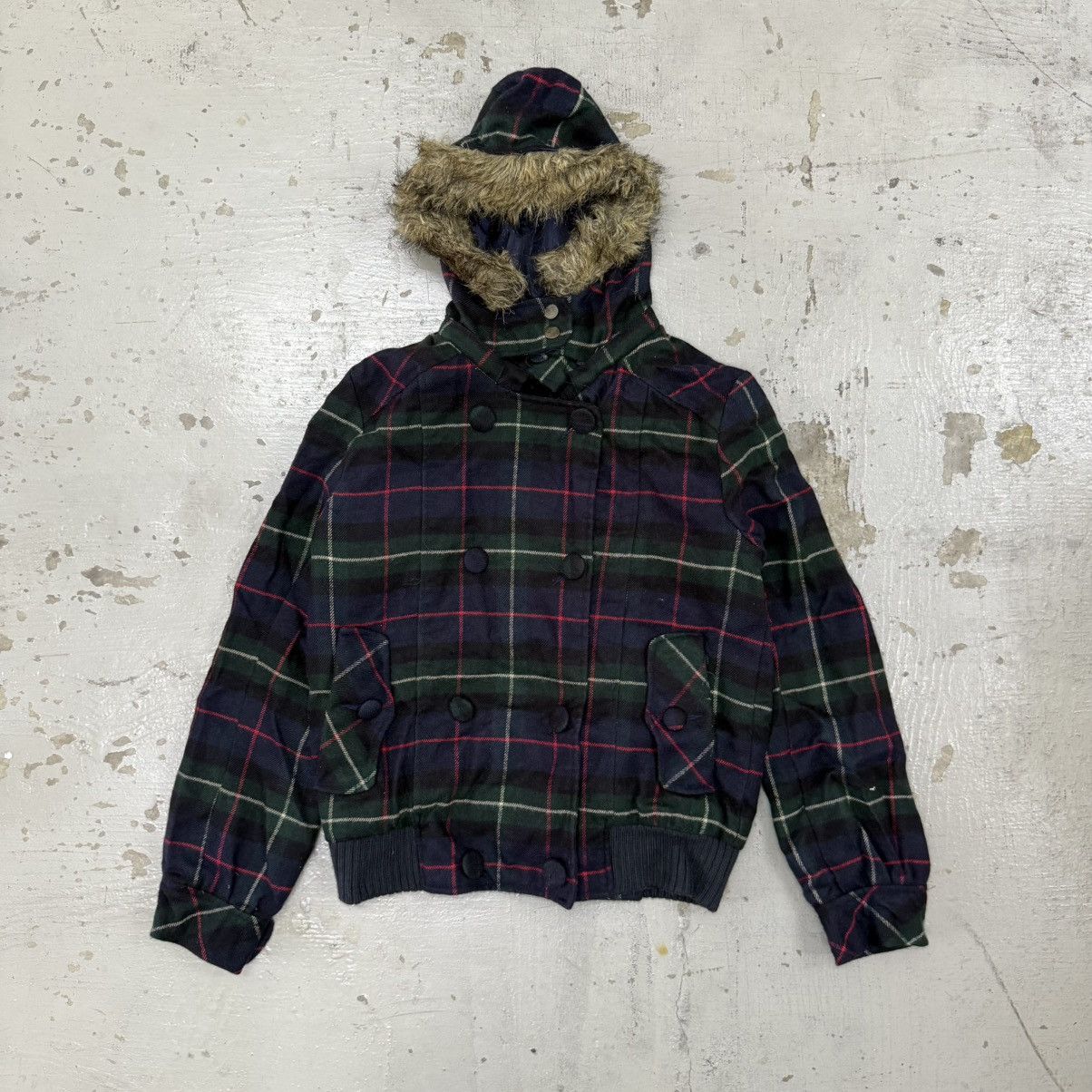 Beauty Beast Japanese Plaid Jacket Fur Hoodie Double Breasted Jacket Size US M / EU 48-50 / 2 - 1 Thumbnail
