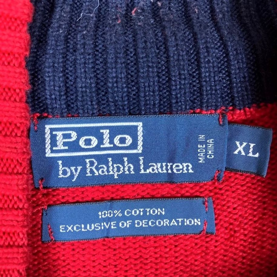 Ralph Lauren Polo Ralph Lauren Mens Sweater Red Pullover 1/4 Zip Long Sleeve XLarge Knit V-Neck Pullover Casual Workwear Classic Size US XL / EU 56 / 4 - 6 Thumbnail