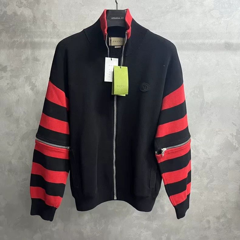 Gucci Gucci Black Red Stripe Bomber Jacket Size US XL / EU 56 / 4 - 1 Thumbnail