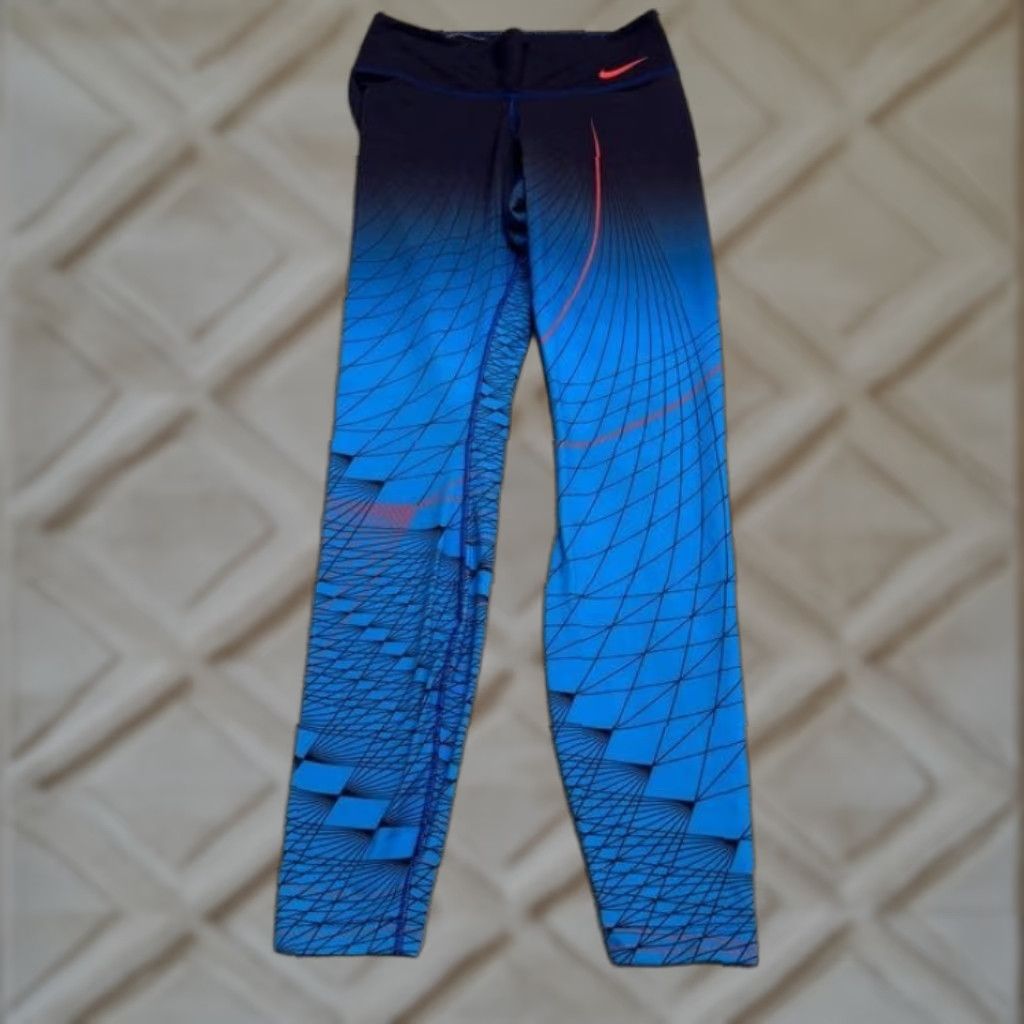 Nike Nike Dri-Fit Zonal Active Leggings Womens Small Blue Black Geometric Yoga 25x27 Womens Size 28" / US 6 / IT 42 - 1 Thumbnail