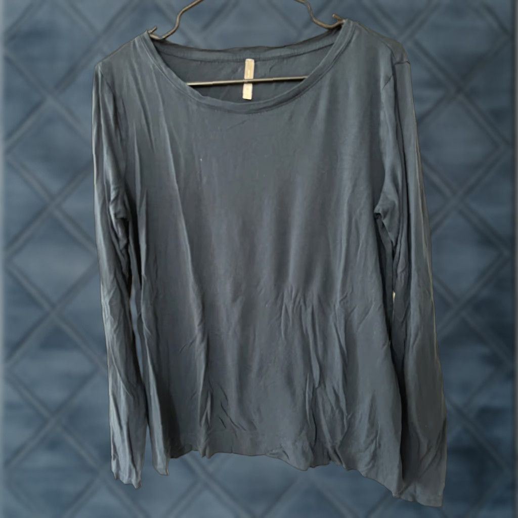 Gap Gap Blue Teal Long Sleeve Oversized Casual Blouse Shirt Womens L Blue Rayon Knit Tee Size L / US 10 / IT 46 - 1 Thumbnail