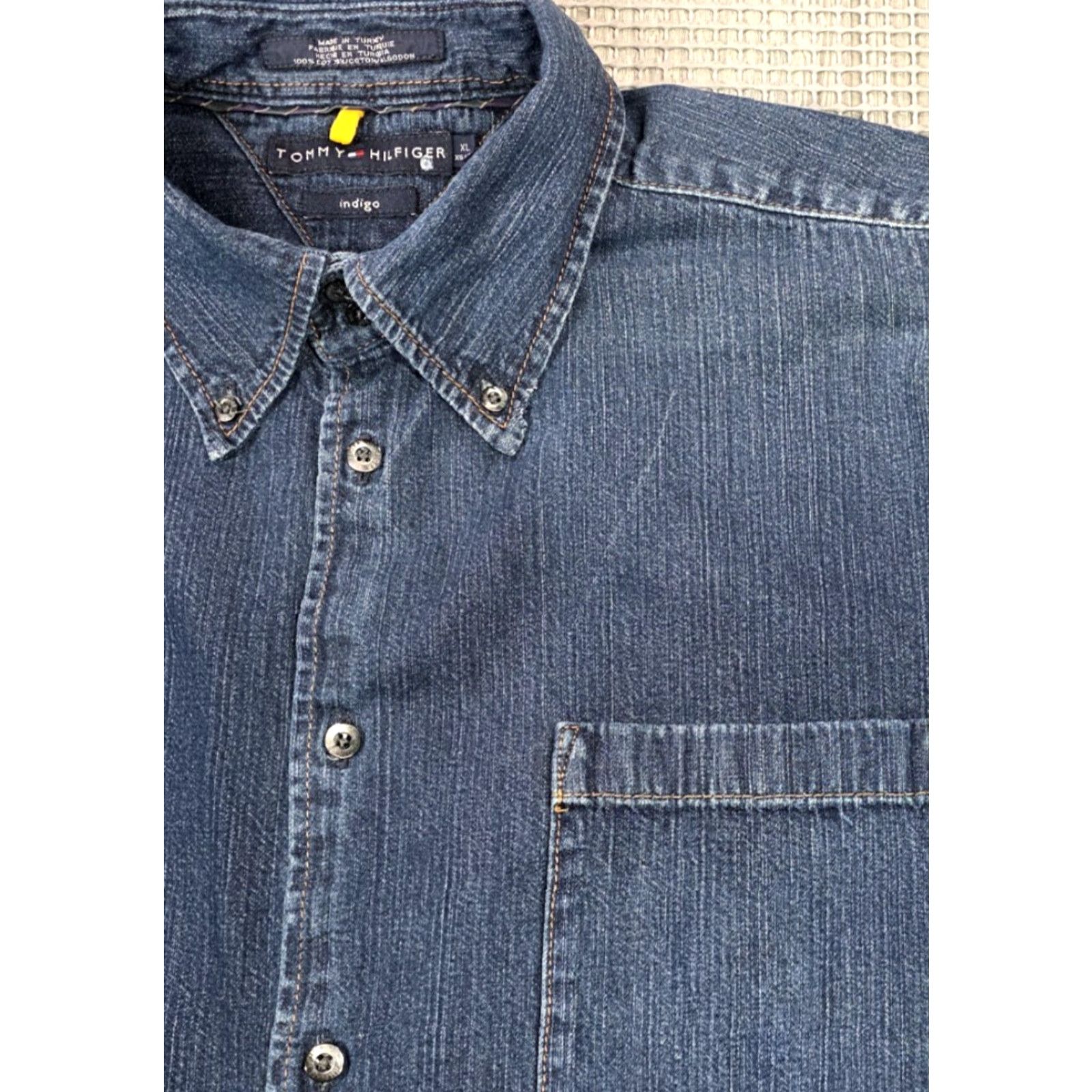 Tommy Hilfiger VINTAGE Tommy Hilfiger Denim Shirt XL Indigo Blue Pearl Snap Sleeve Button Western Size US XL / EU 56 / 4 - 3 Thumbnail