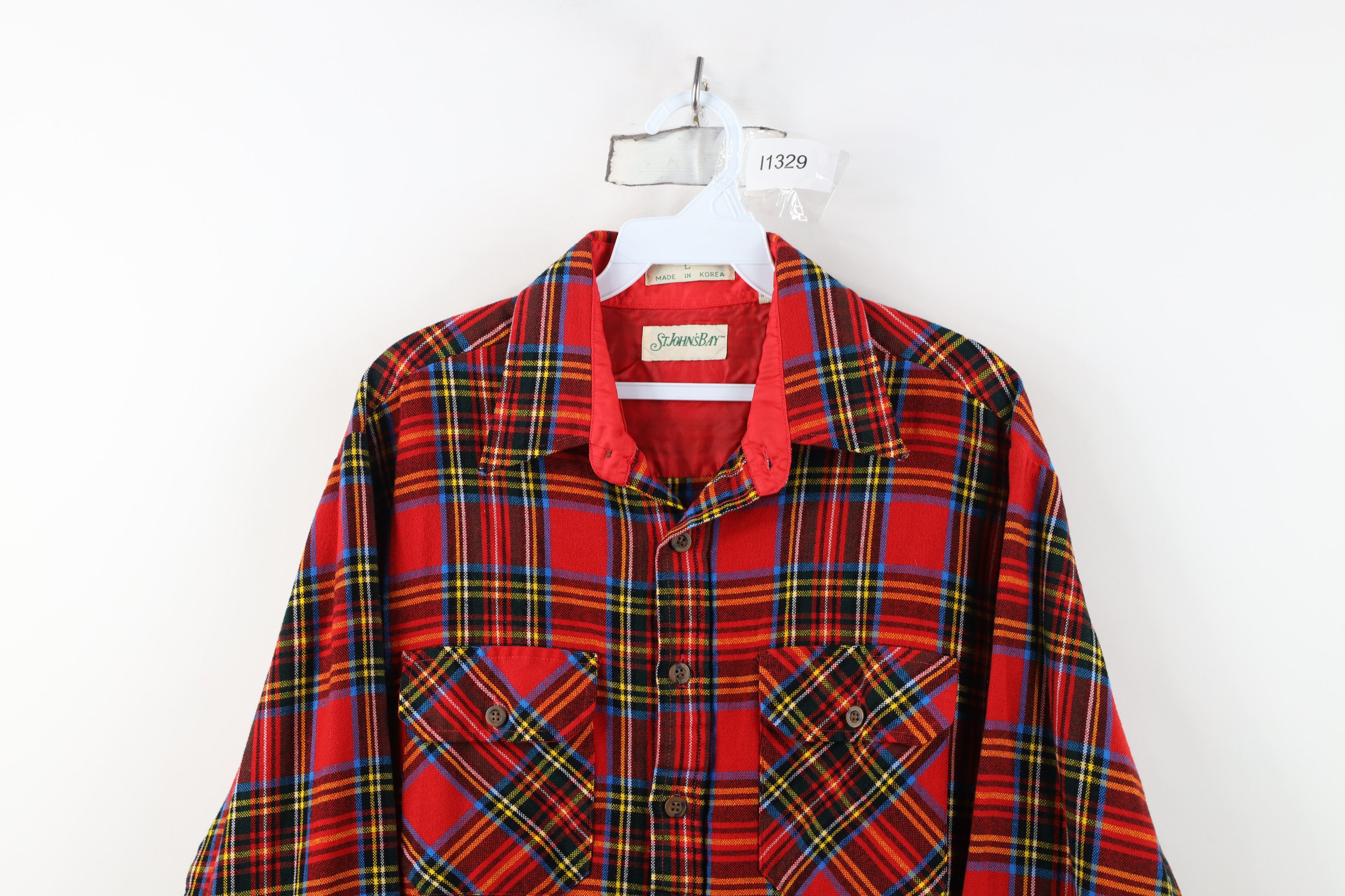 Vintage Vintage 70s Streetwear Knit Collared Button Shirt Plaid Size US L / EU 52-54 / 3 - 2 Thumbnail