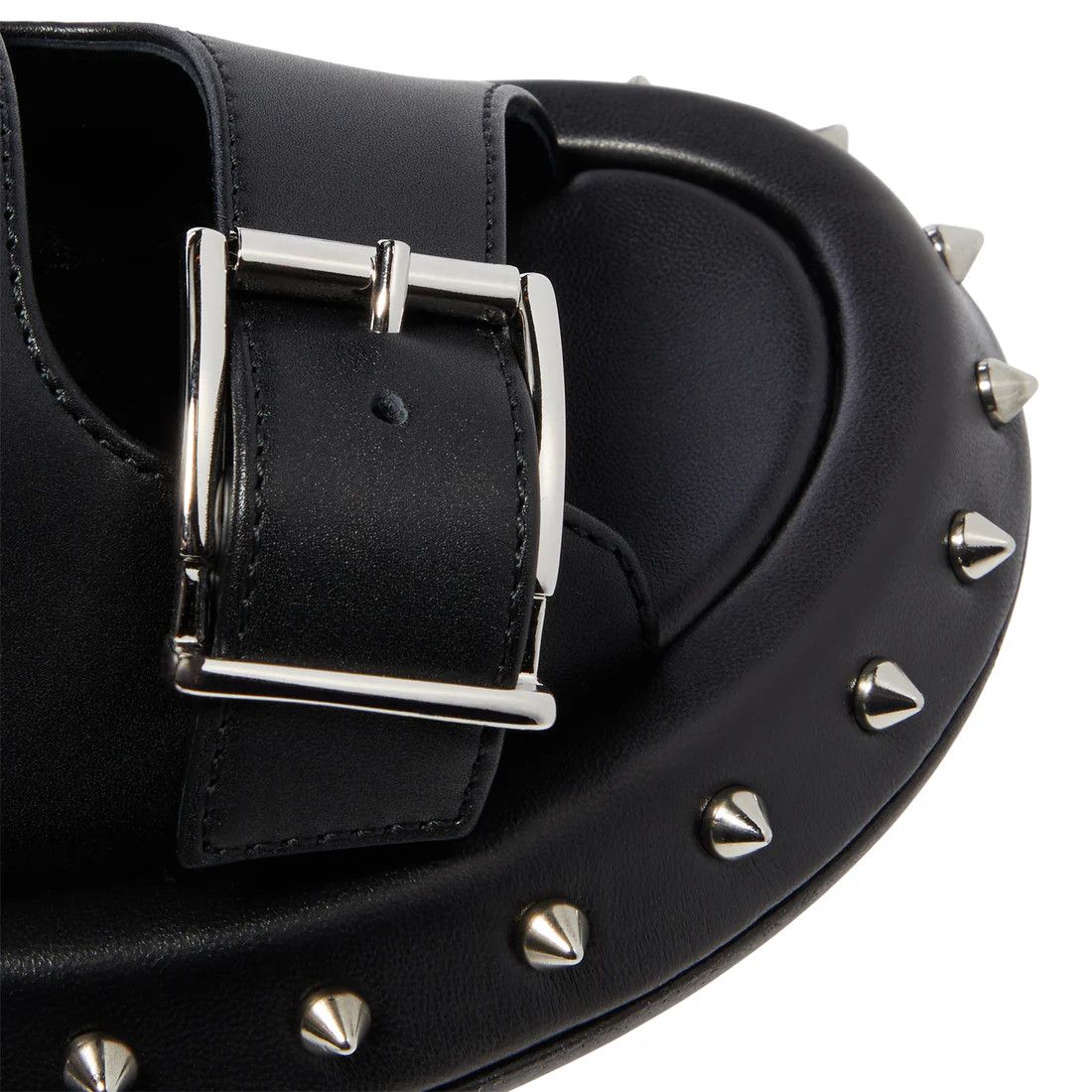 Alexander McQueen o1s22i1n0125 Leather Punk Slides in Black Size US 8 / IT 38 - 8 Thumbnail