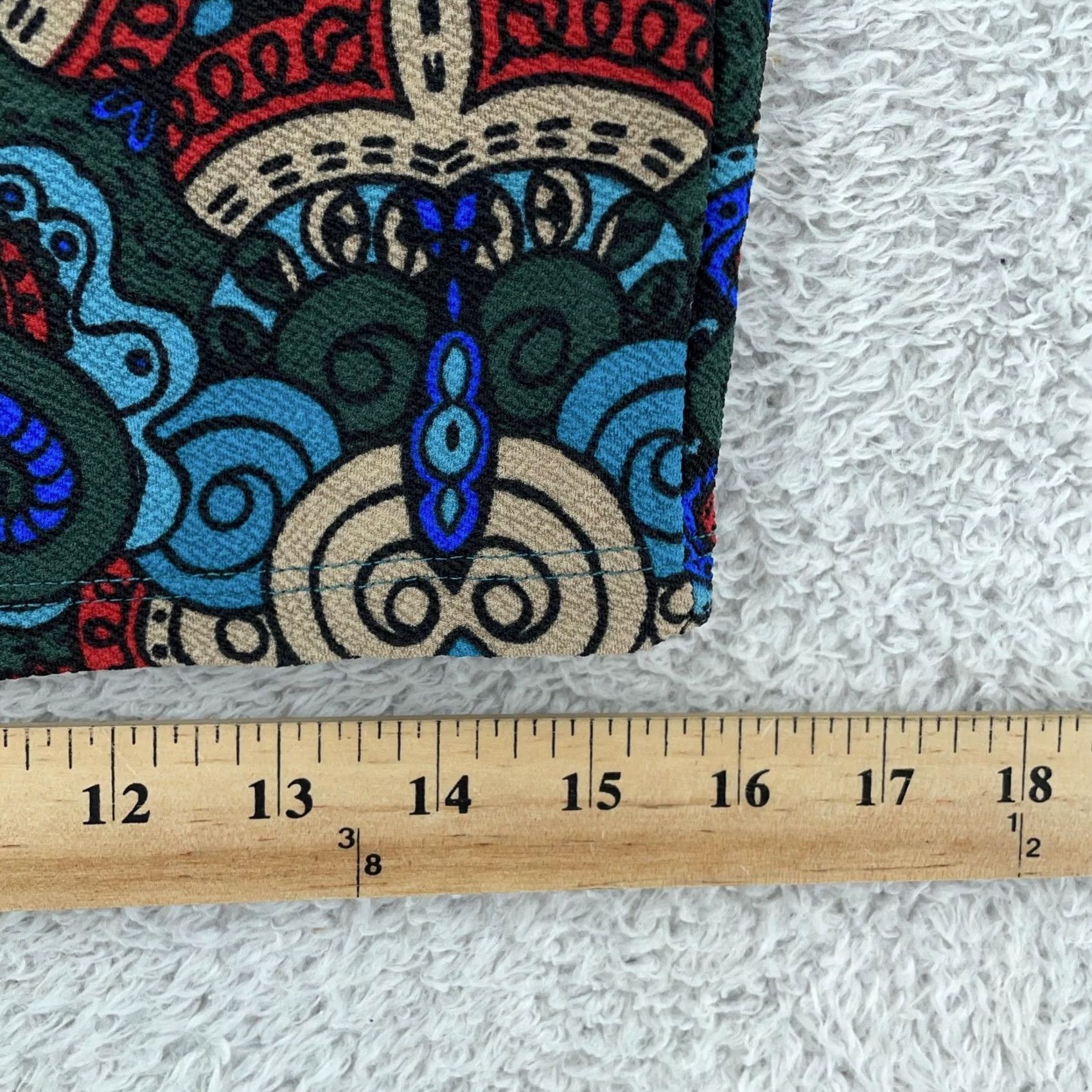 Vintage LuLaRoe Cassie Skirt Womens M Blue Red Multi Print Knit Pencil Elastic Waist Stretch USA Geometric Knee Length Vintage? Size 32" / US 10 / IT 46 - 4 Thumbnail