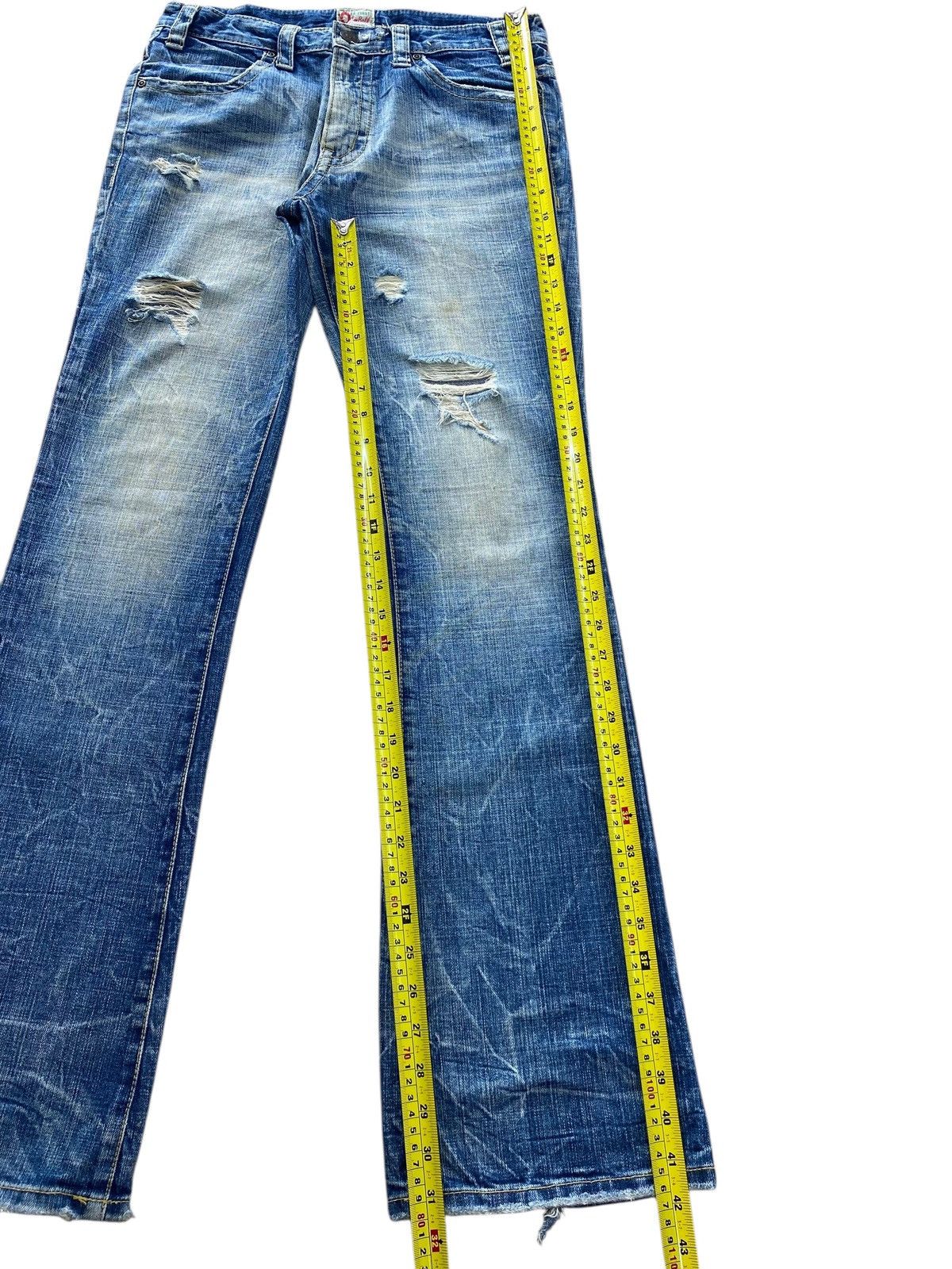 Japanese Brand Japanese Brand Faded Blue Wash Ripped Style Boot Cut Jeans Size US 30 / EU 46 - 8 Thumbnail
