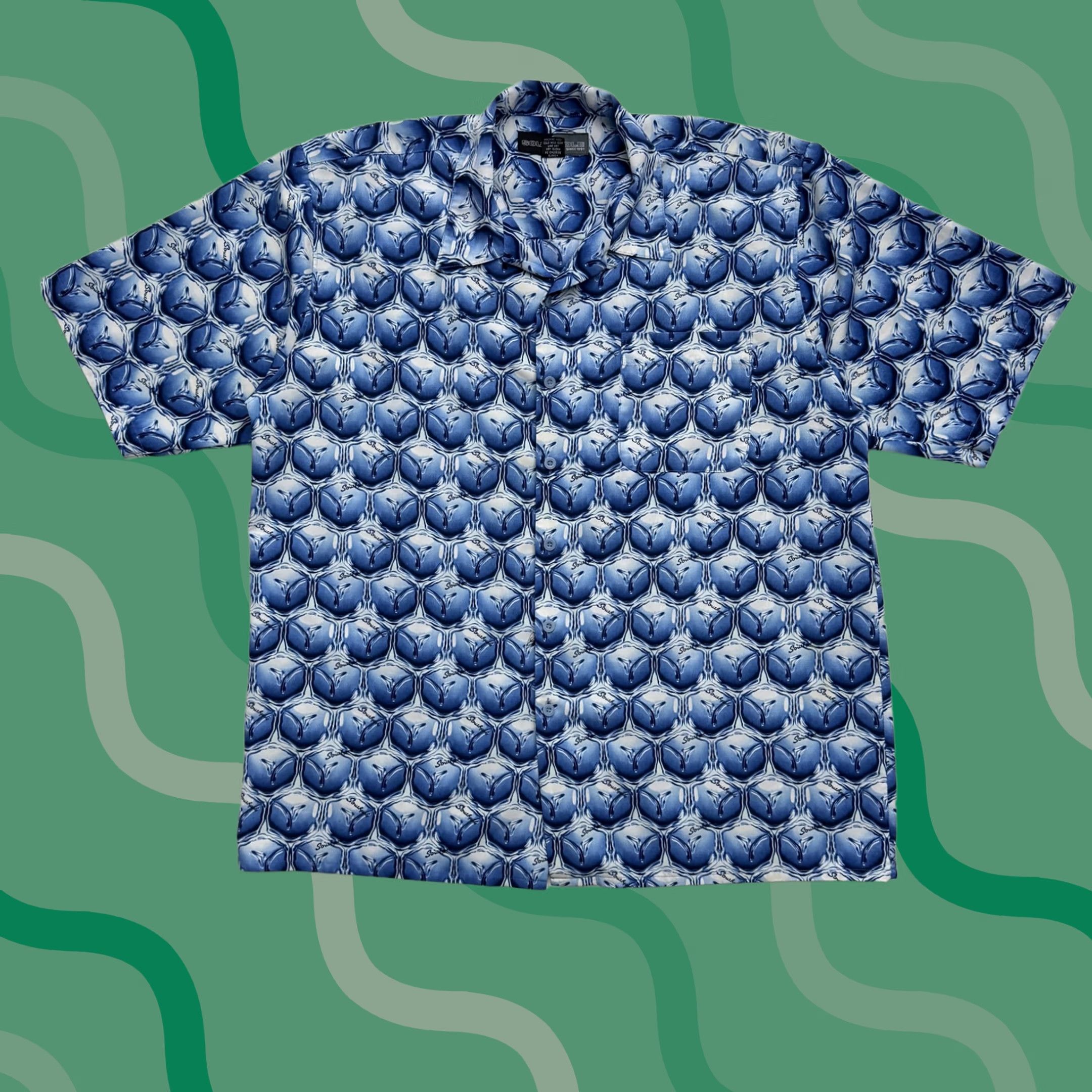 Southpole Southpole Shirt Mens Large Blue Geometric Short Sleeve Button Up Streetwear Size US L / EU 52-54 / 3 - 1 Thumbnail