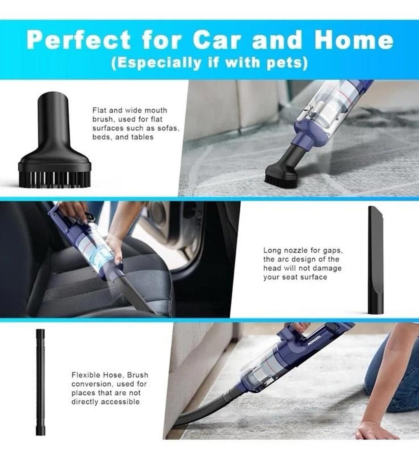 Other Monozel Cordless Handheld Vacuum VC028 Blue, Bagless, Strong Size ONE SIZE - 4 Thumbnail
