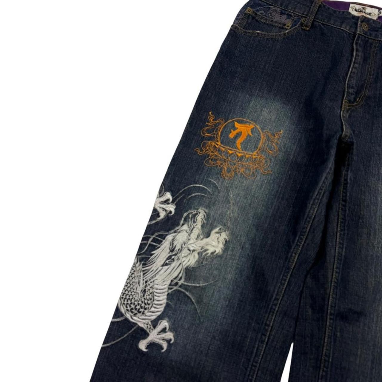 Karakuri Tamashii Karakuri Tamashii Embroidered Dragon Japanese Jeans Waist 34 Size US 34 / EU 50 - 2 Thumbnail