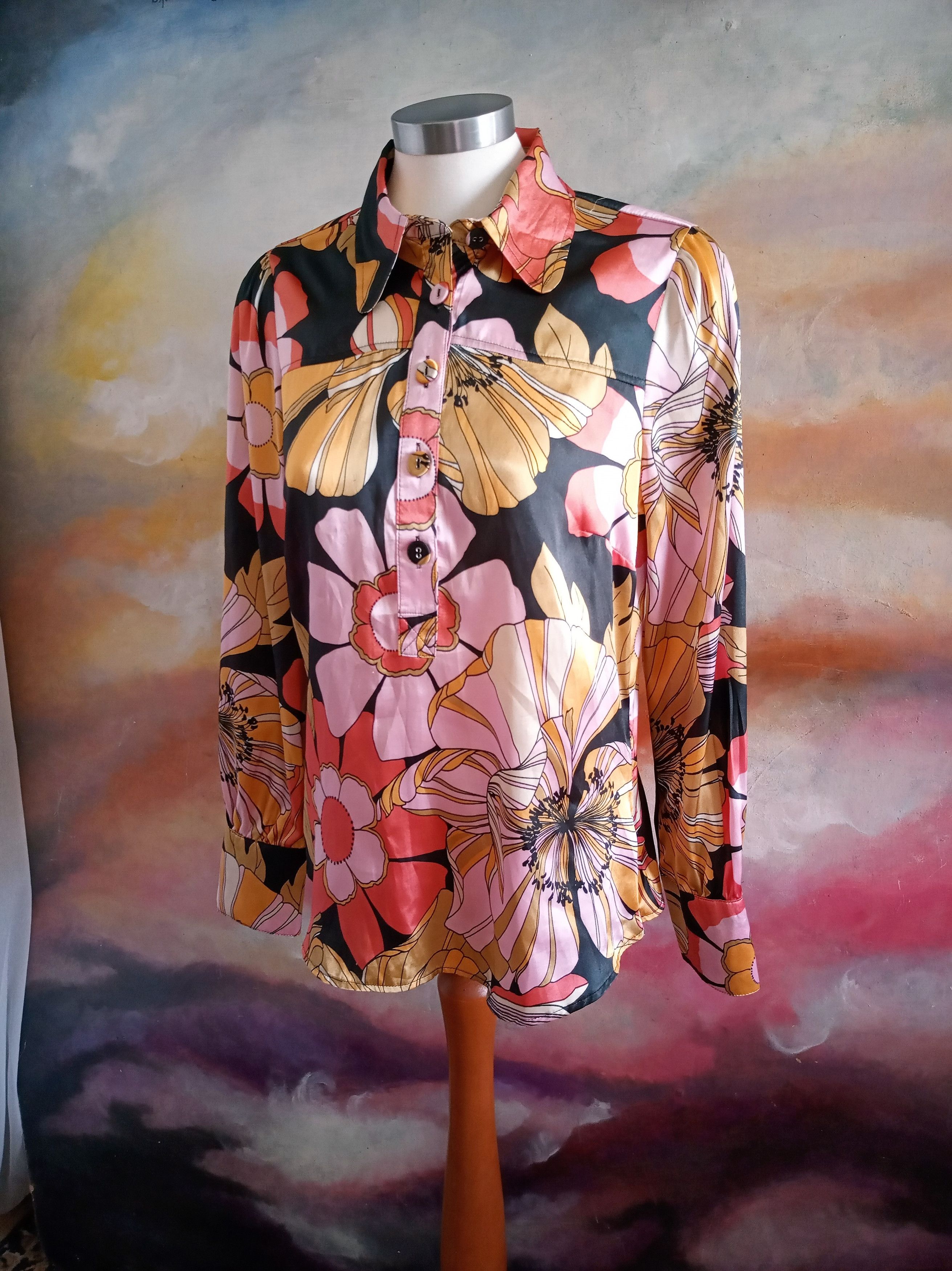 NEXT × Vintage Boho Vintage NEXT satin blouse Size M / US 6-8 / IT 42-44 - 11 Thumbnail