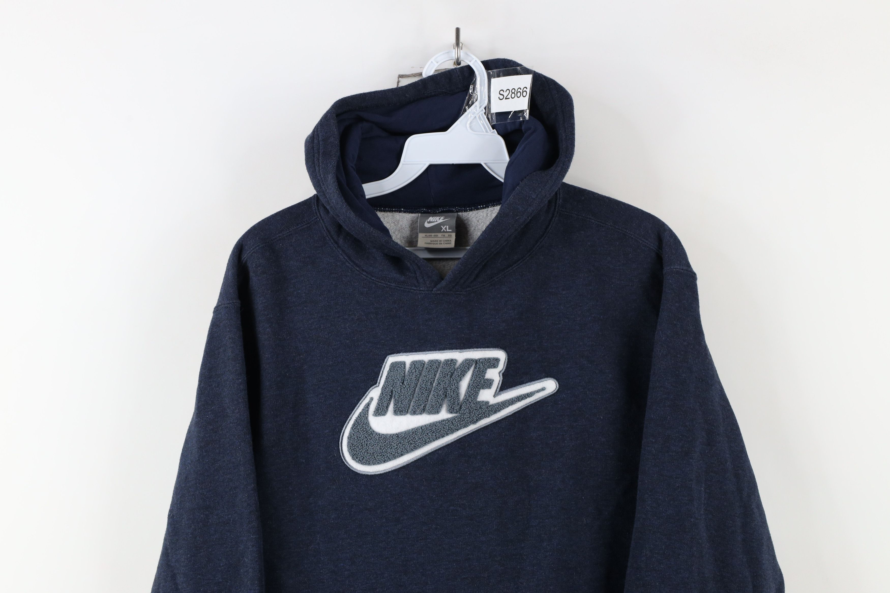 Nike × Vintage Vintage Y2K Nike Travis Scott Big Swoosh Patch Hoodie Blue Size XL / US 12-14 / IT 48-50 - 2 Thumbnail