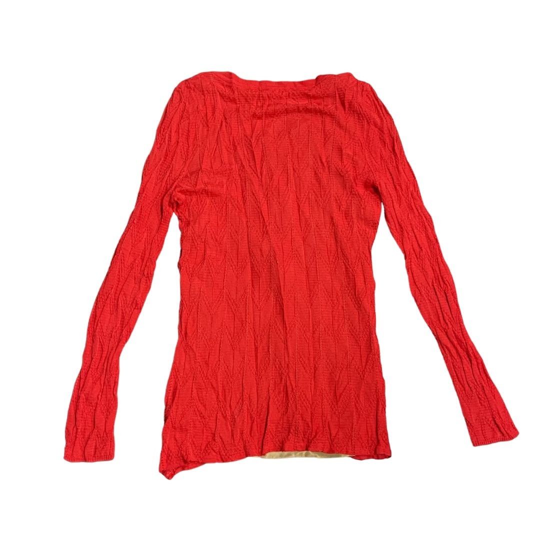 Missoni Long Sleeve Red Textured Knit Top Lace Neckline Quite Luxury Size L / US 10 / IT 46 - 2 Thumbnail