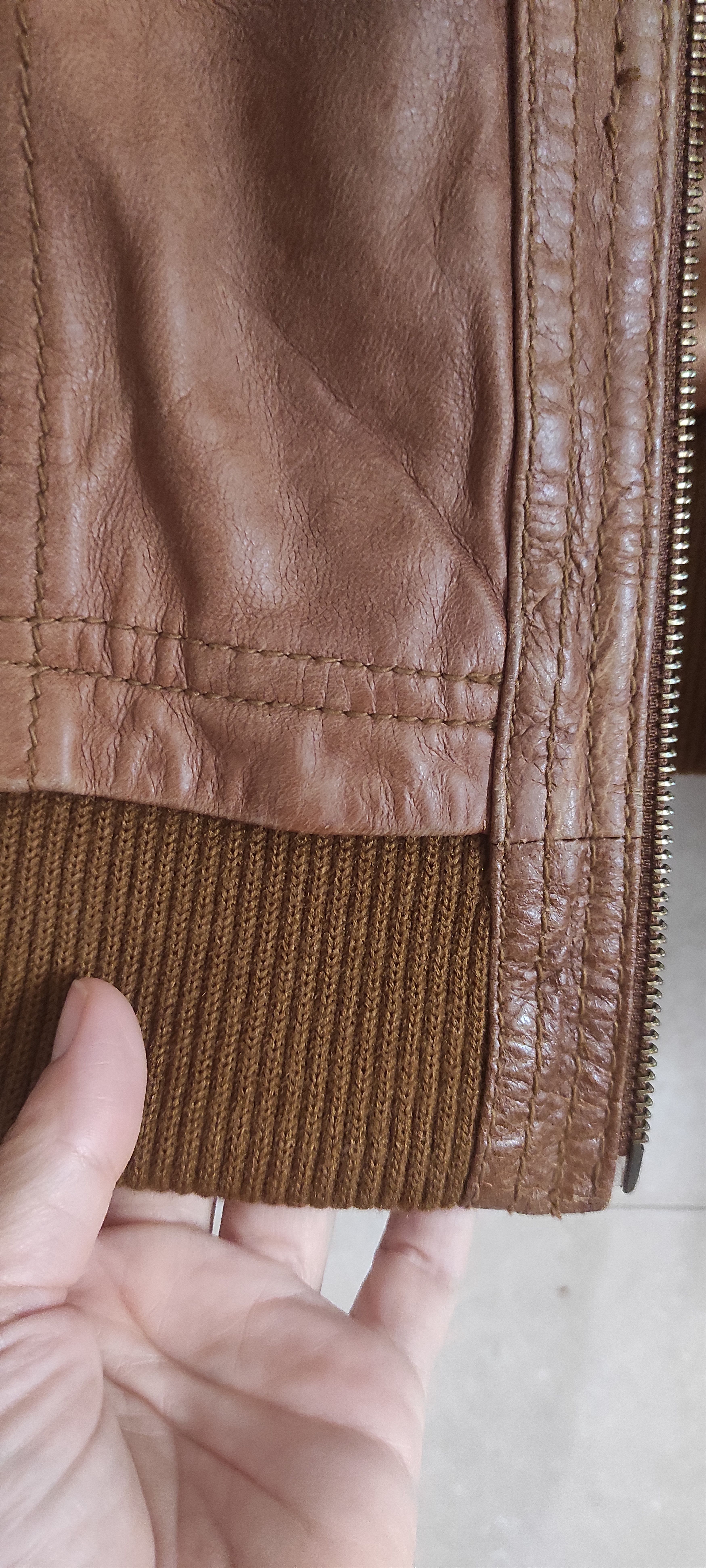 Stradivarius Stradivarius Tan Genuine Leather Motocycle Biker Jacket Size M / US 6-8 / IT 42-44 - 16 Thumbnail