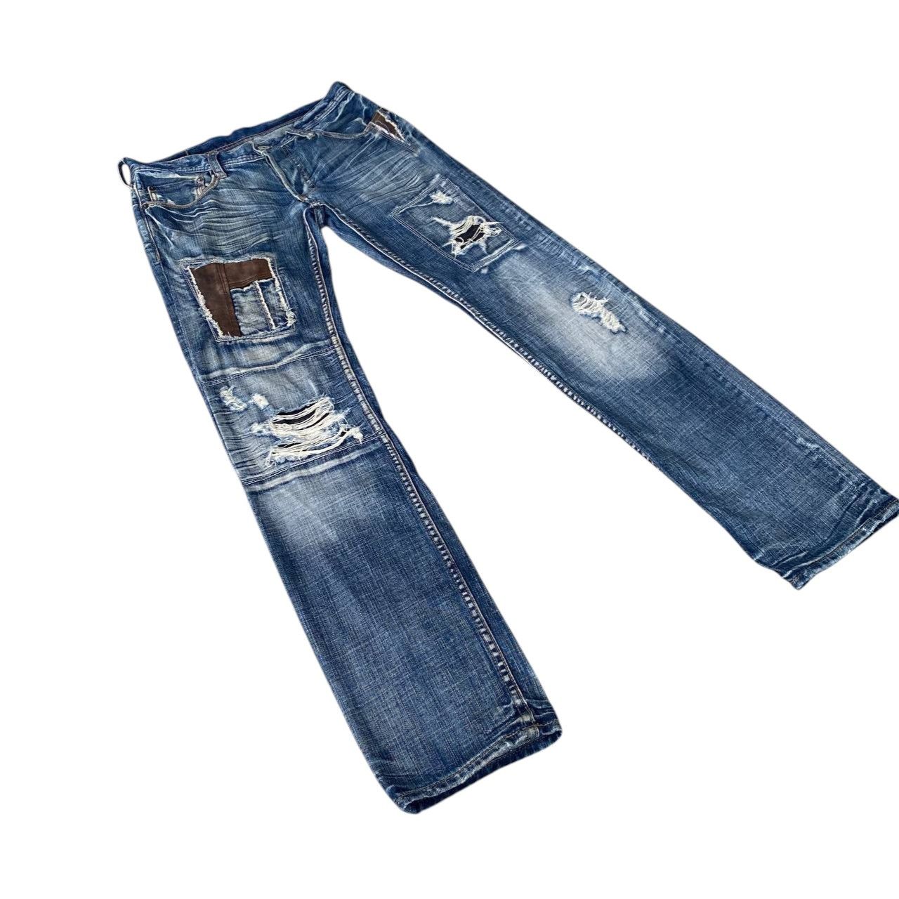 Japanese Brand Difference Rupert Japan Distressed Boro Denim Crust Punk Size US 28 / EU 44 - 3 Thumbnail