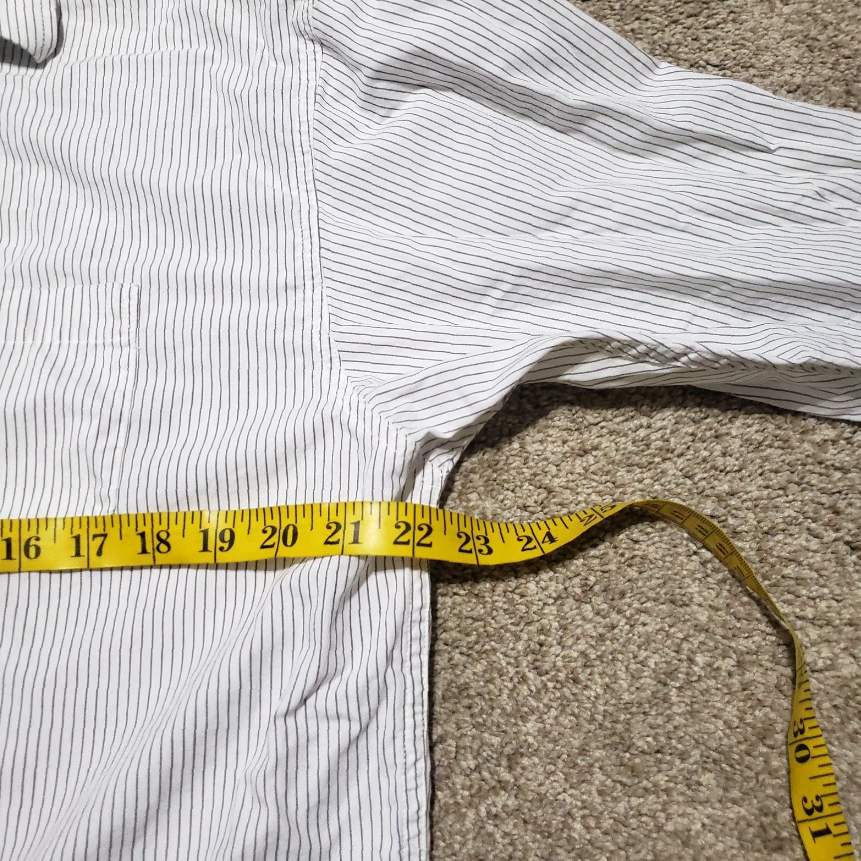 Lee Lee Striped Button-Up Shirt White Long Sleeve Adult L Large Mens Regular Fit Size US L / EU 52-54 / 3 - 5 Thumbnail