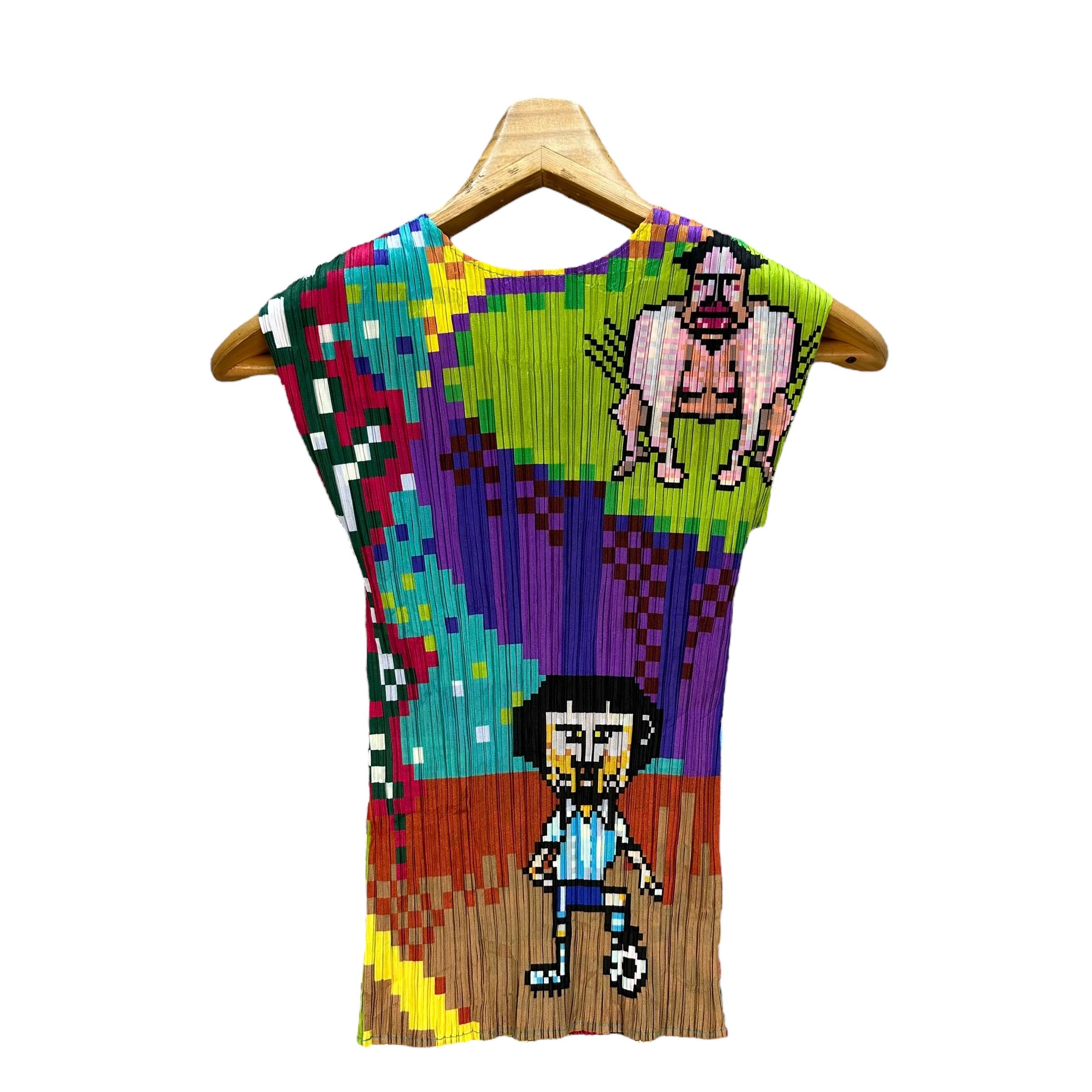 Pleats Please Issey Miyake Pleats Please Digital Game Graphic Overprint Tops #A32-0730 Size US M / EU 48-50 / 2 - 10 Thumbnail